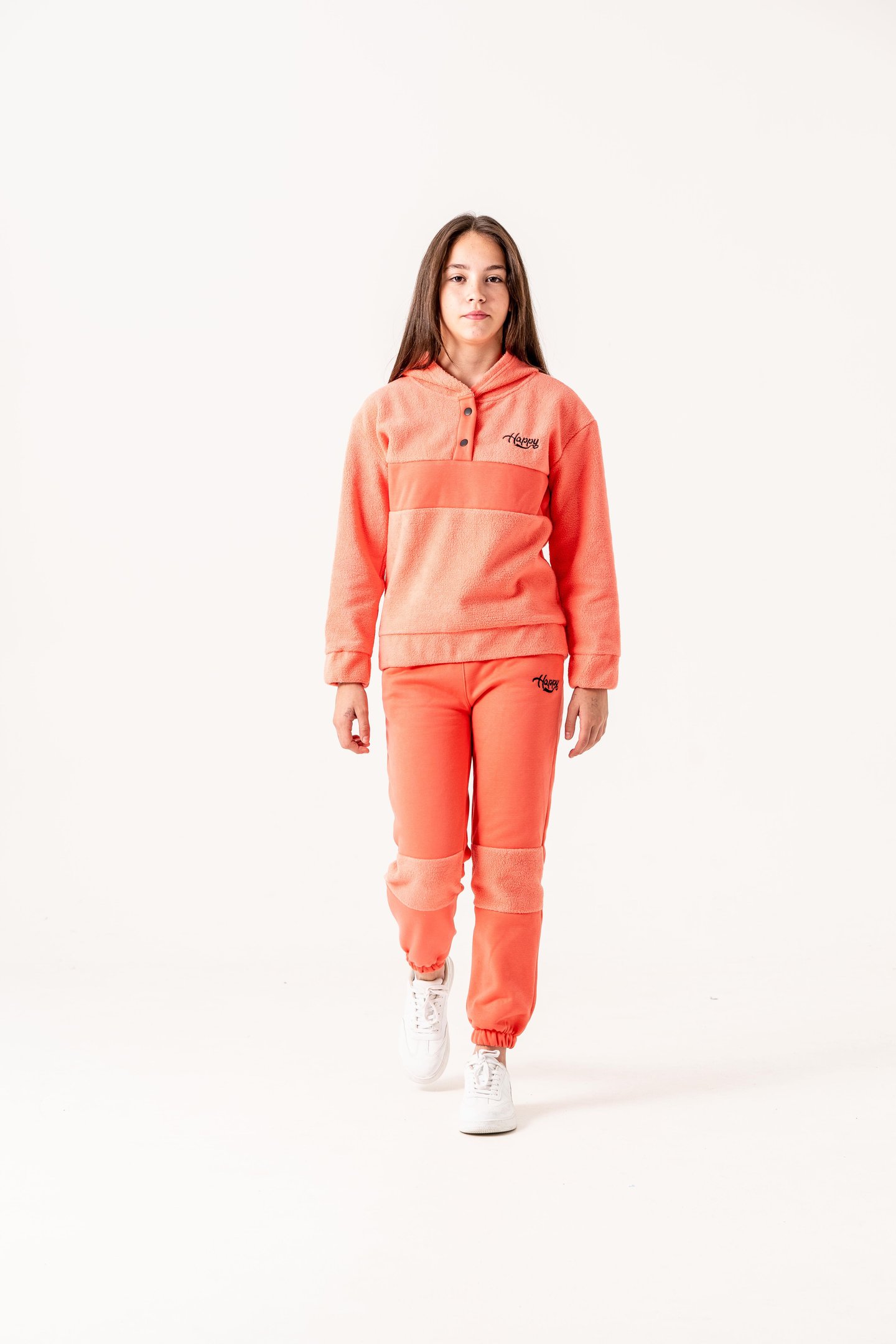 Happy Nakışlı Polar Kız Çocuk Alt-Üst Eşofman Takımı