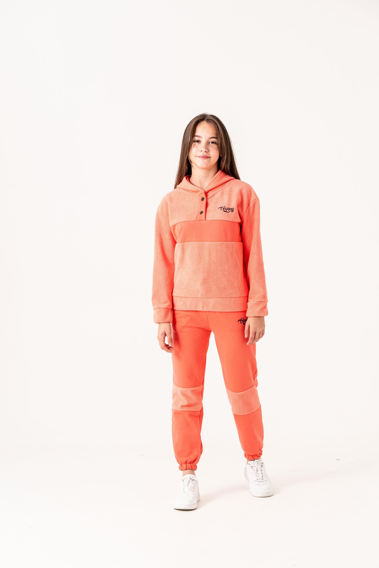 Happy Nakışlı Polar Kız Çocuk Alt-Üst Eşofman Takımı