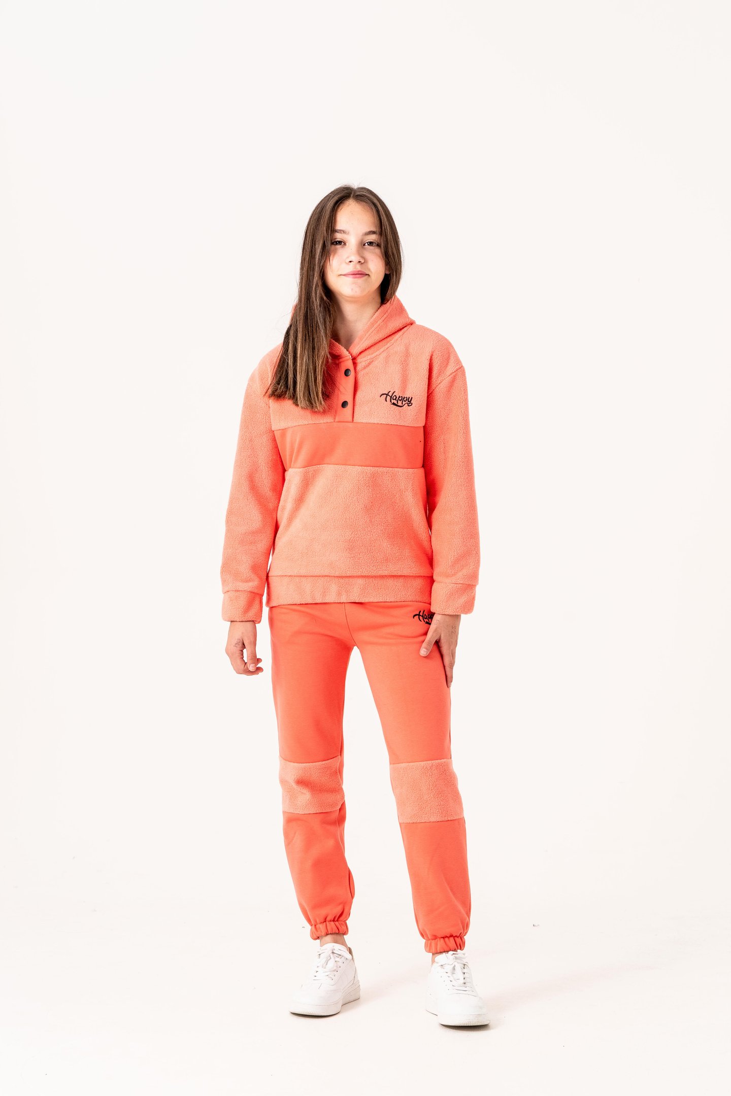 Happy Nakışlı Polar Kız Çocuk Alt-Üst Eşofman Takımı