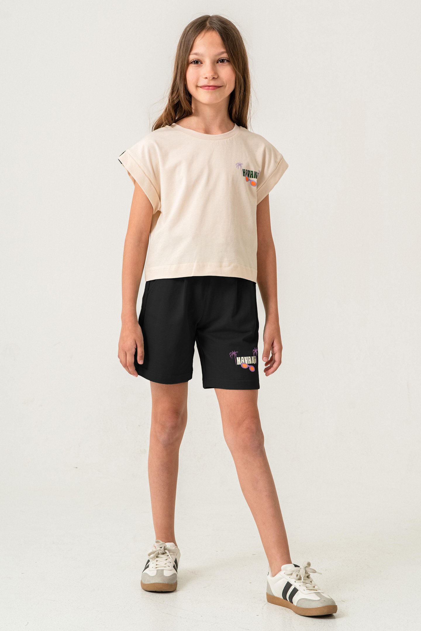 Havana Baskılı  Kız Çocuk Şort - Tişört Takımı