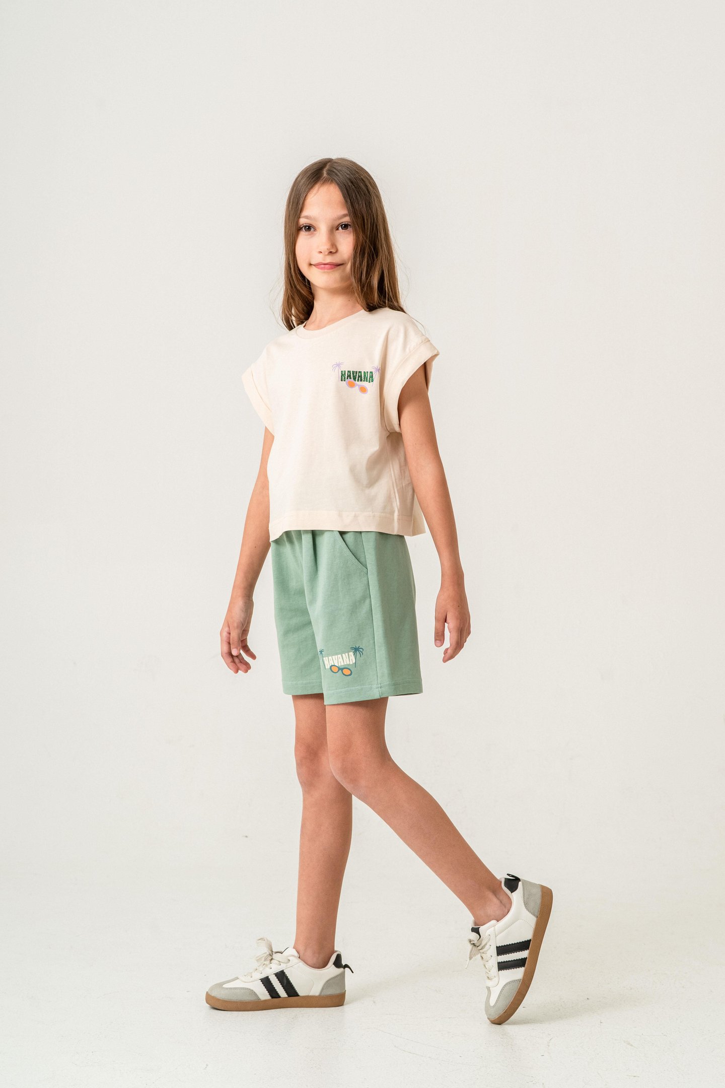 Havana Baskılı  Kız Çocuk Şort - Tişört Takımı