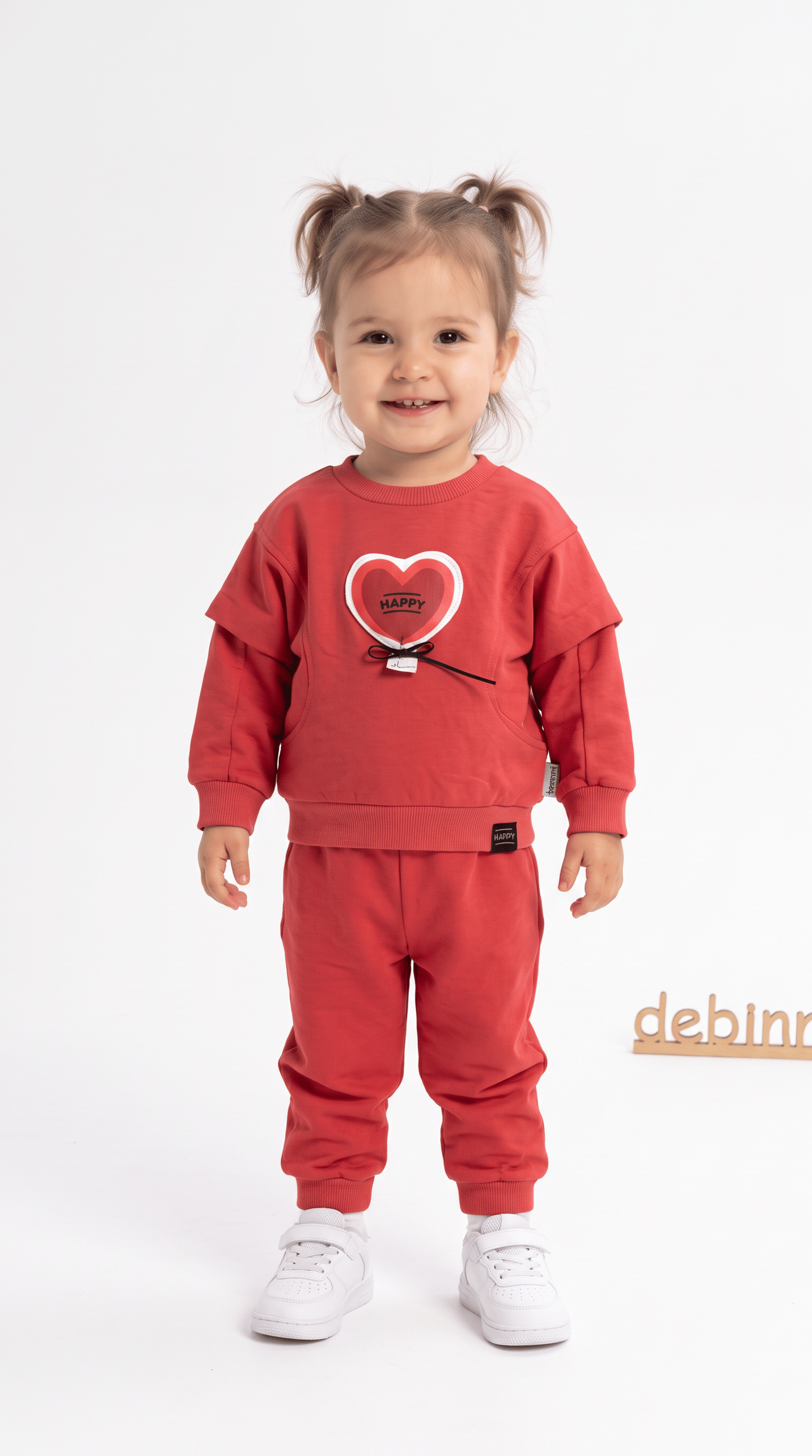 Kalpli Yarasa Kollu Kız Bebek Takım