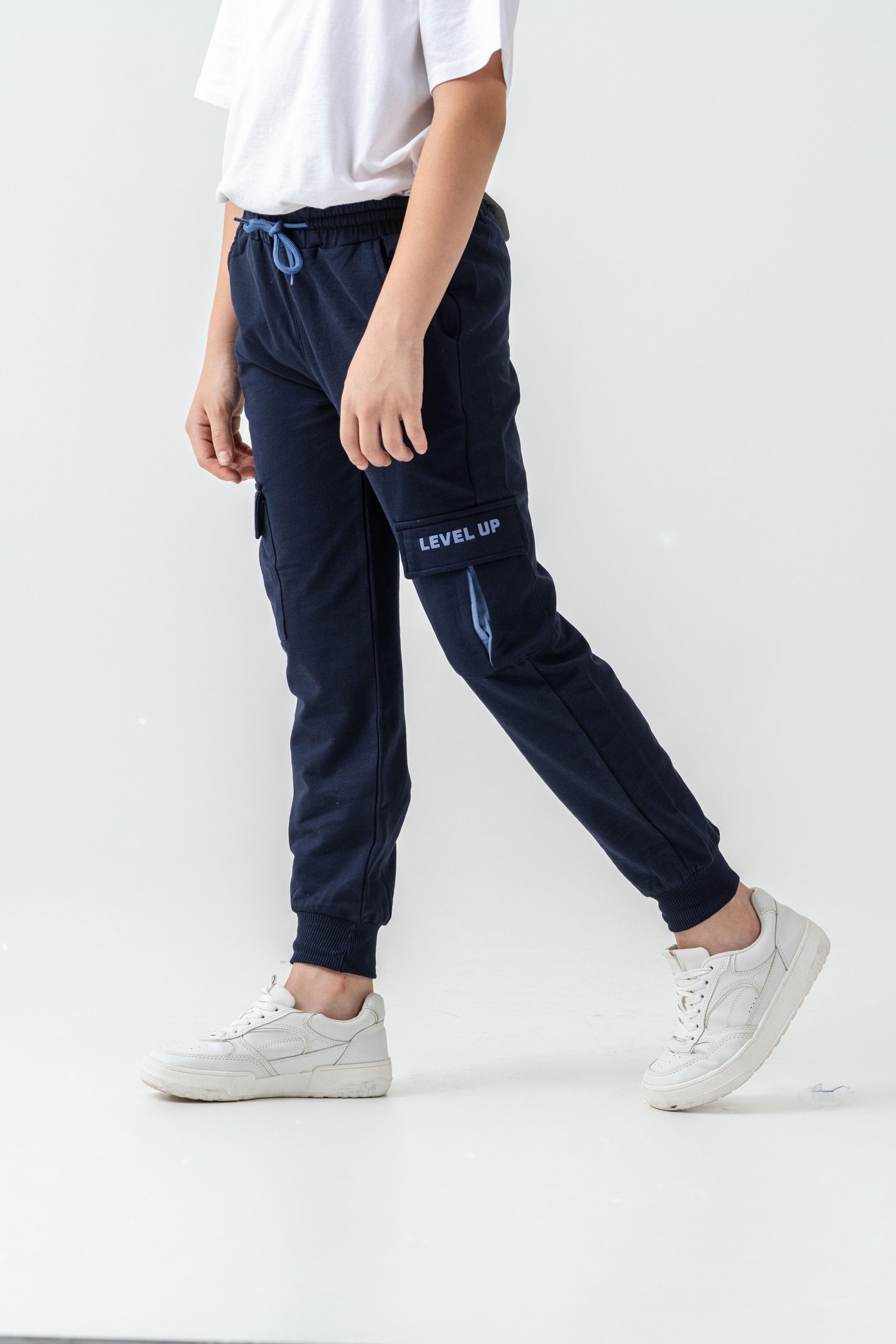 Kargo Cepli Cep Kapağı Level Up Baskılı Erkek Çocuk Eşofman Altı