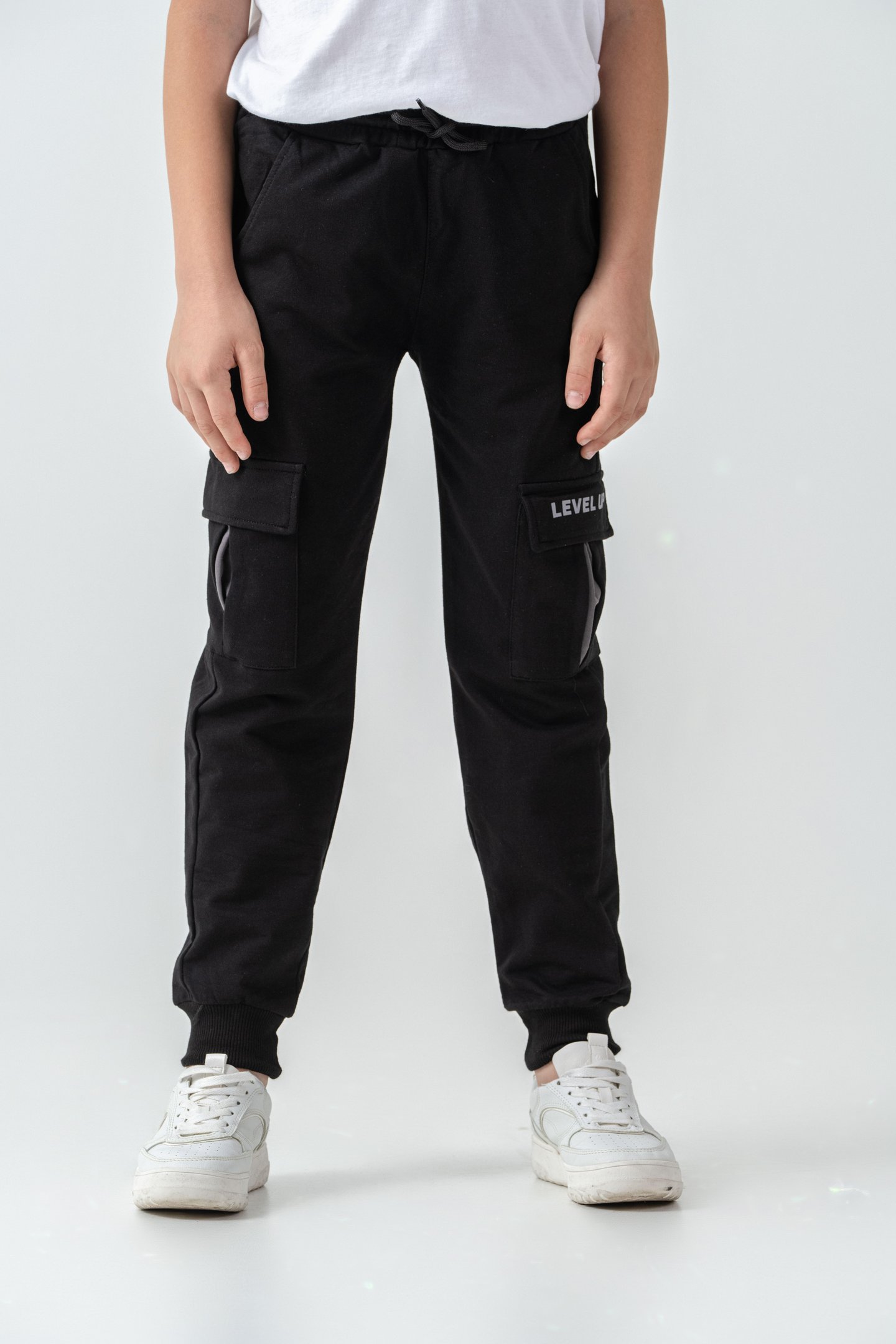 Kargo Cepli Cep Kapağı Level Up Baskılı Erkek Çocuk Eşofman Altı