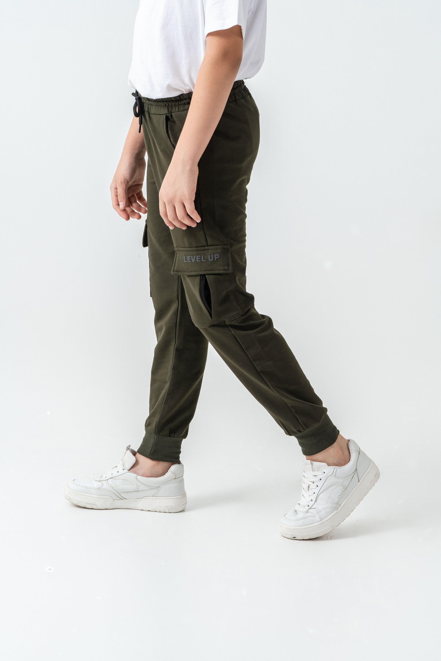 Kargo Cepli Cep Kapağı Level Up Baskılı Erkek Çocuk Eşofman Altı