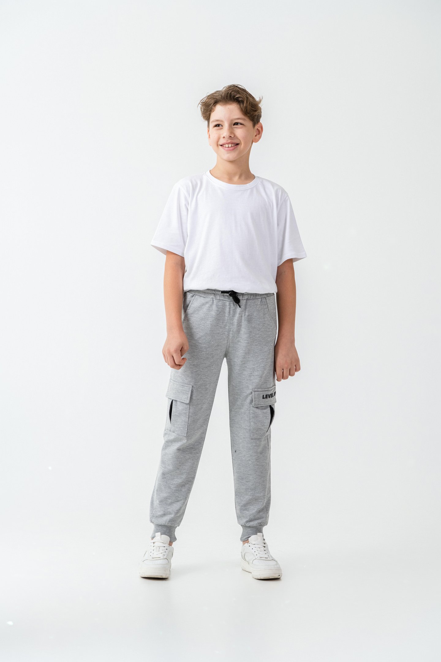 Kargo Cepli Cep Kapağı Level Up Baskılı Erkek Çocuk Eşofman Altı