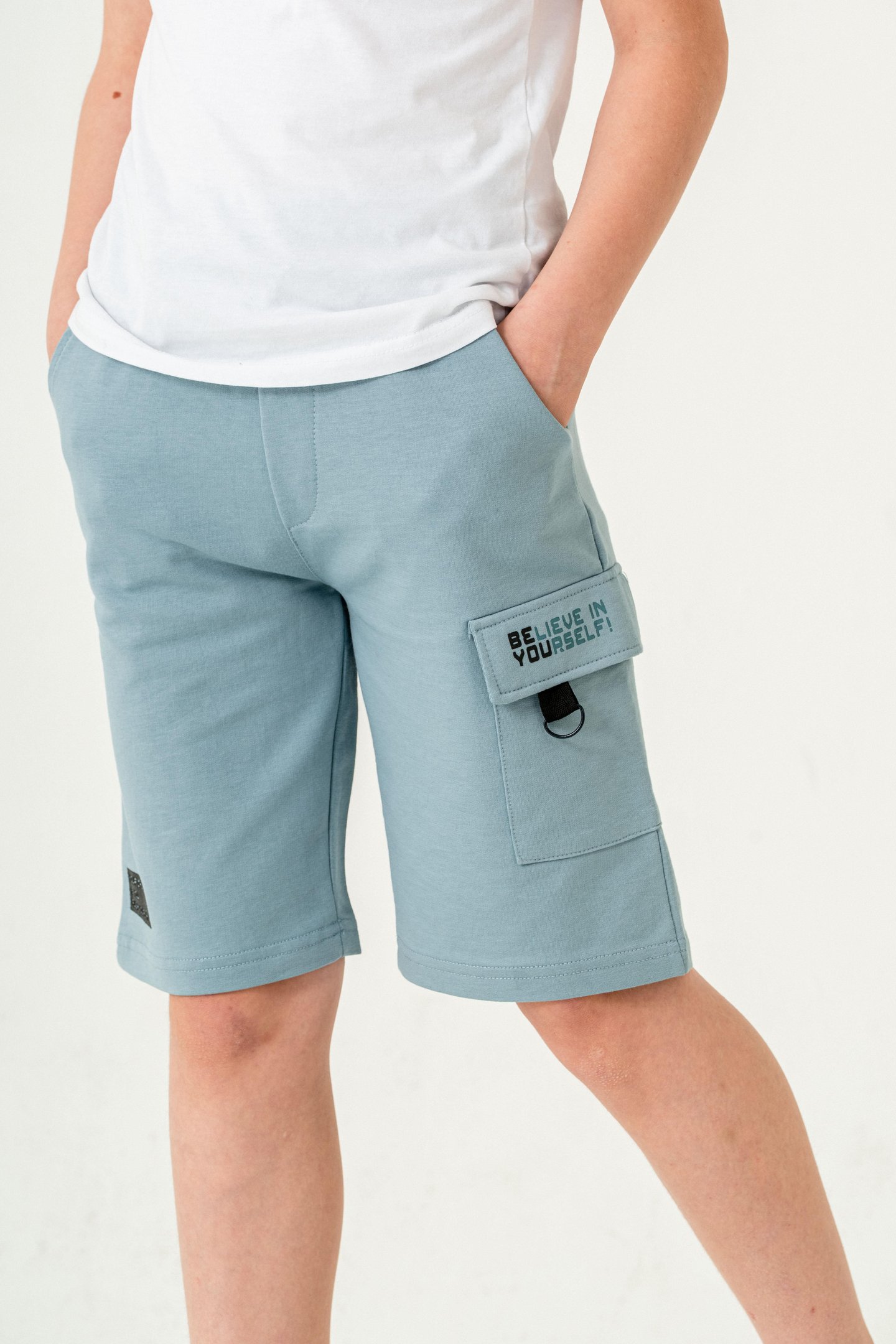 Kargo Cepli Cep Kapağı Lieve In Yourself Baskılı Erkek Çocuk Şort