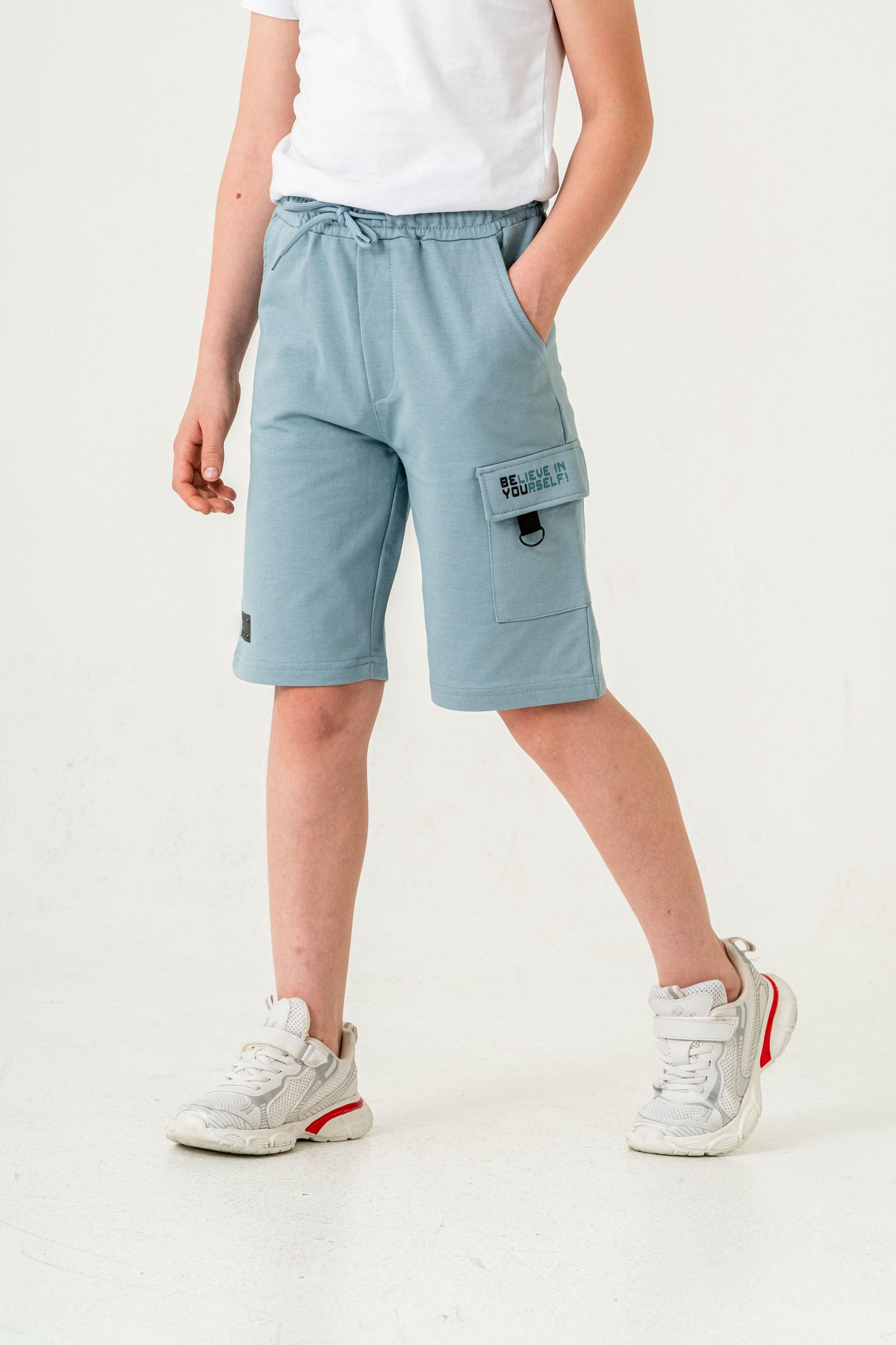 Kargo Cepli Cep Kapağı Lieve In Yourself Baskılı Erkek Çocuk Şort