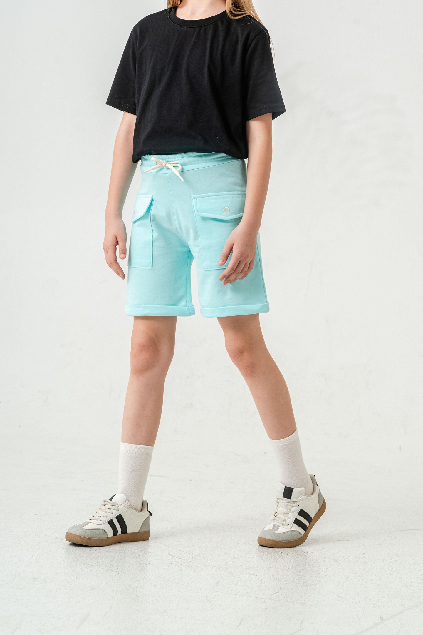 Kargo Cepli Cep Kapağı Nakışlı Kız Çocuk Şort