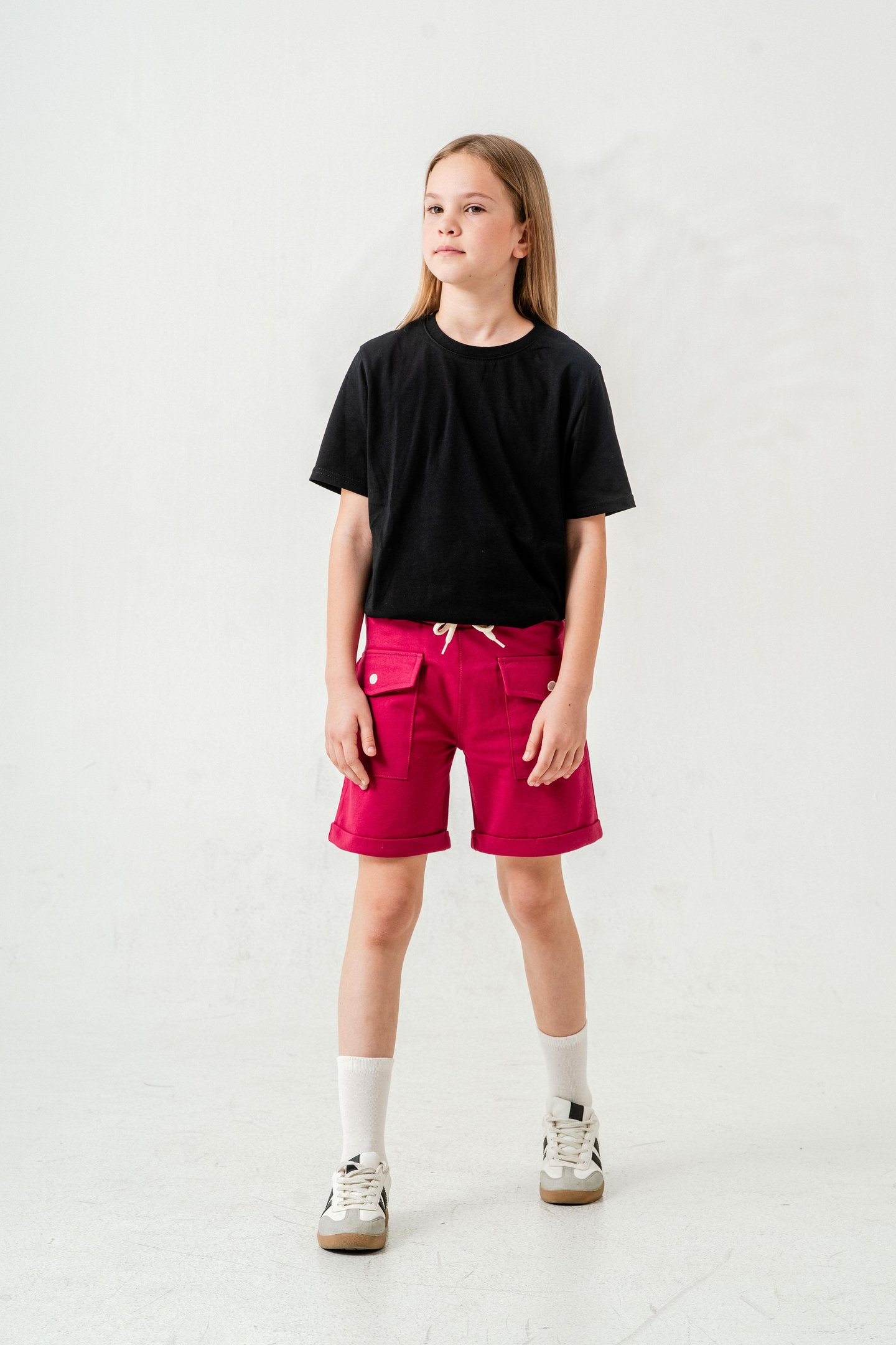 Kargo Cepli Cep Kapağı Nakışlı Kız Çocuk Şort