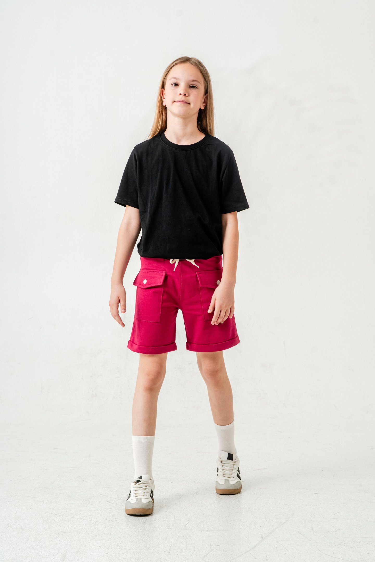 Kargo Cepli Cep Kapağı Nakışlı Kız Çocuk Şort