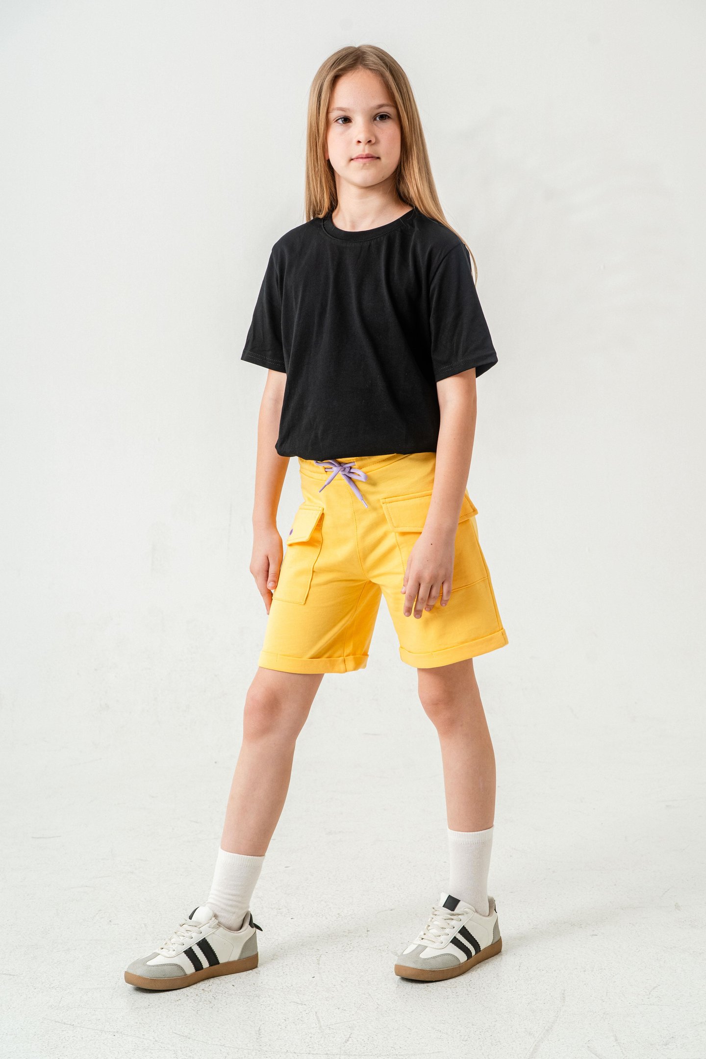 Kargo Cepli Cep Kapağı Nakışlı Kız Çocuk Şort