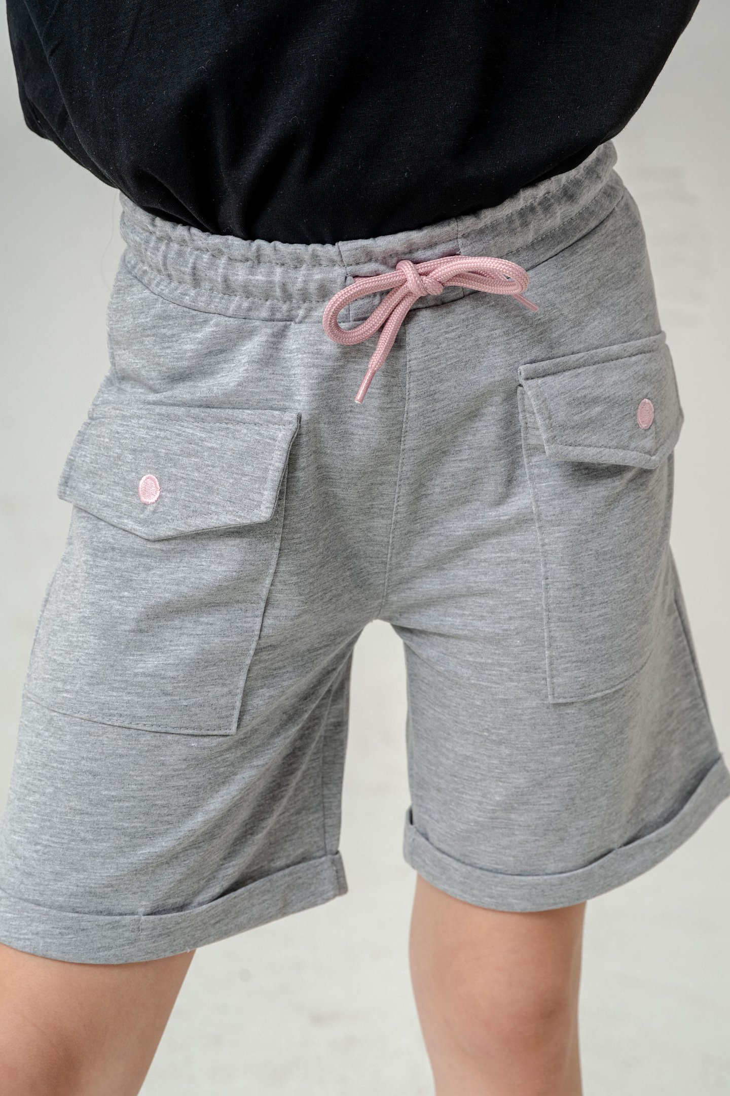 Kargo Cepli Cep Kapağı Nakışlı Kız Çocuk Şort