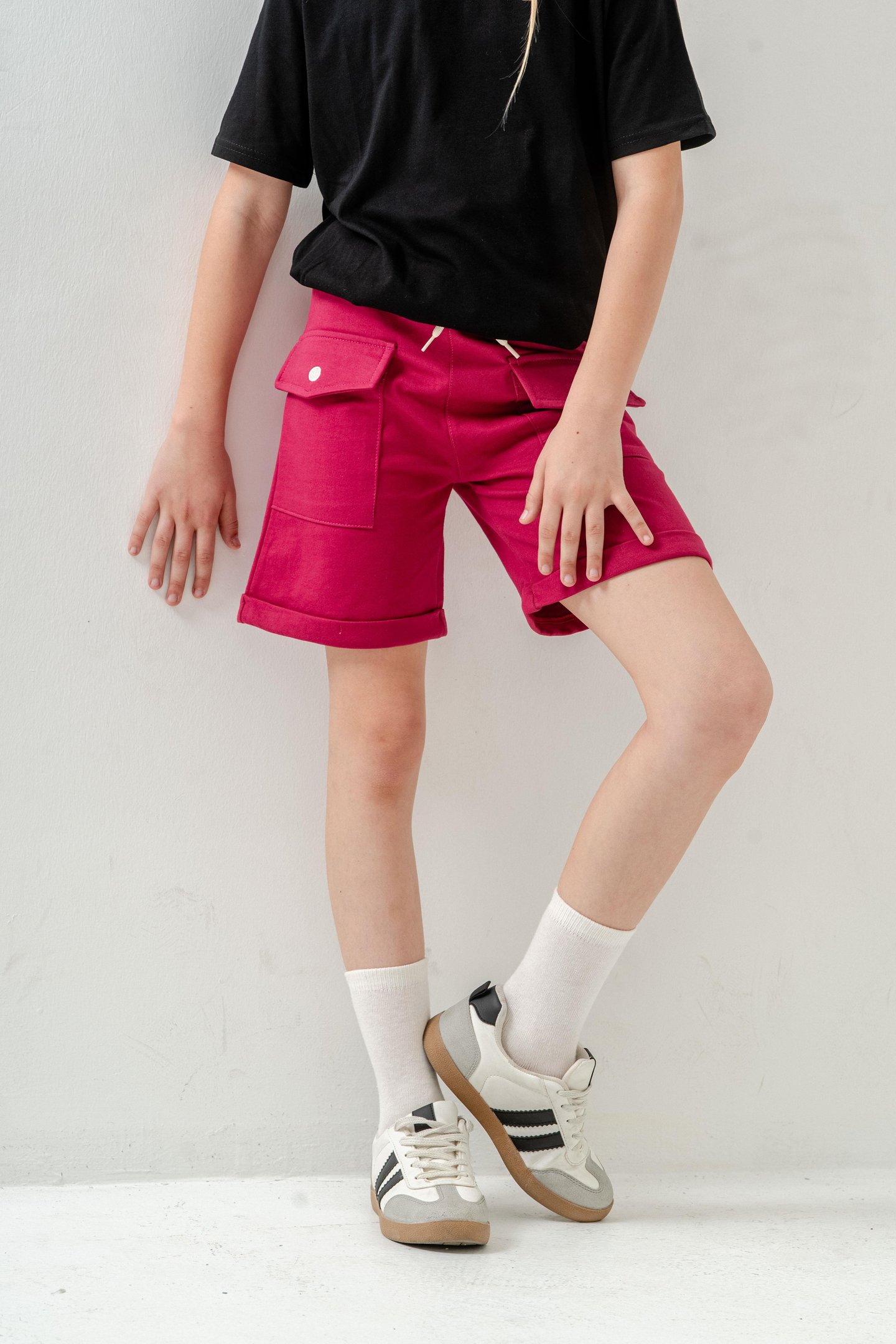 Kargo Cepli Cep Kapağı Nakışlı Kız Çocuk Şort