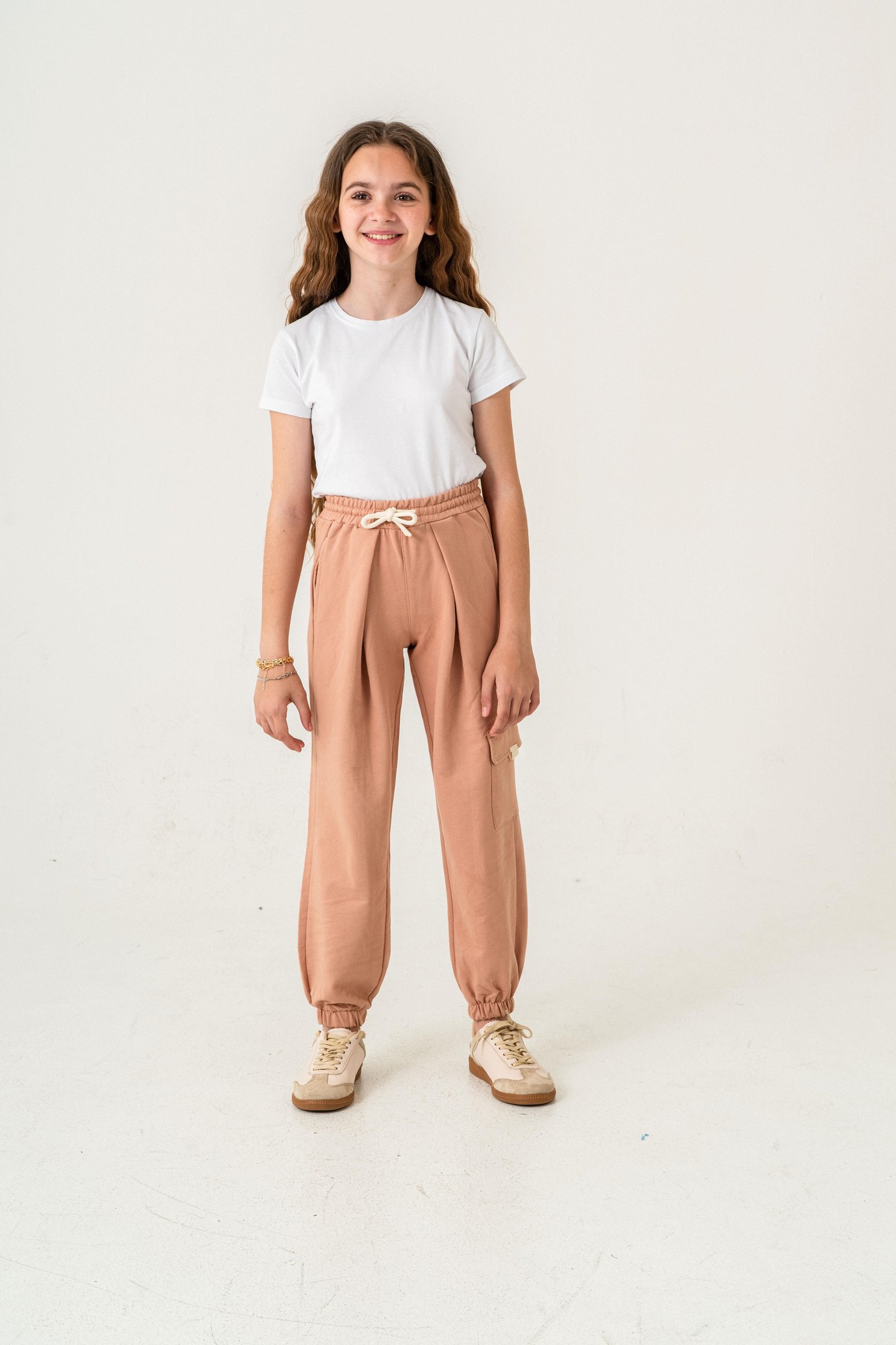 Kargo Cepli Paça Lastikli Cep Kapagı Balıksırtlı Kız Çocuk Eşofman Altı