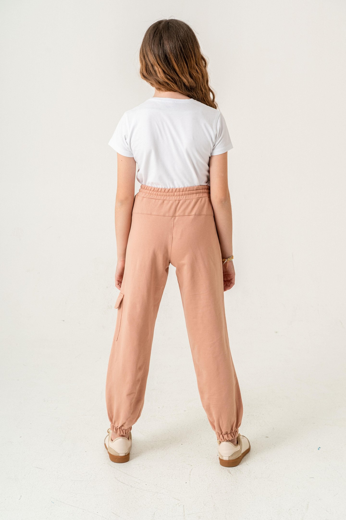 Kargo Cepli Paça Lastikli Cep Kapagı Balıksırtlı Kız Çocuk Eşofman Altı