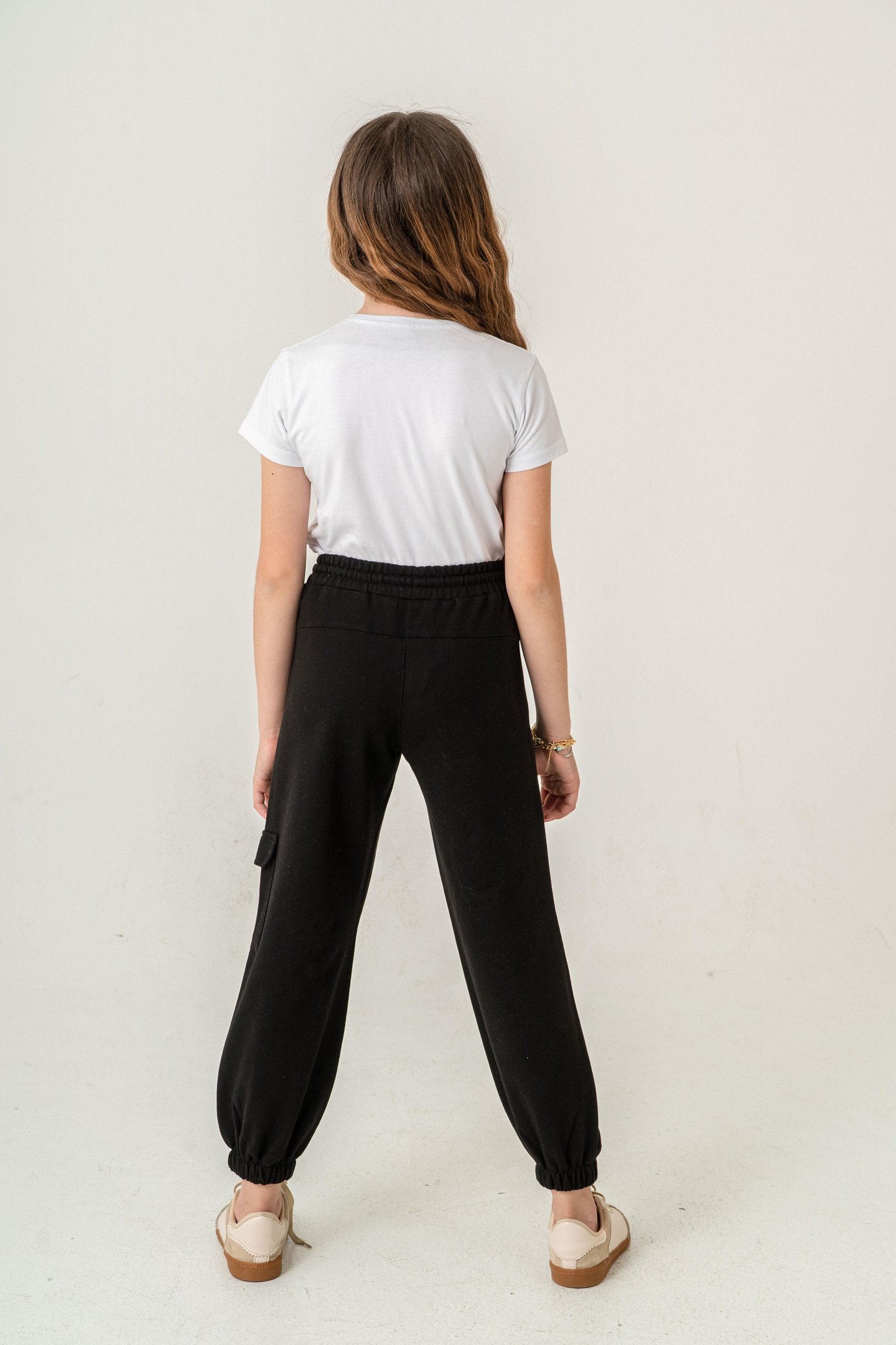 Kargo Cepli Paça Lastikli Cep Kapagı Balıksırtlı Kız Çocuk Eşofman Altı