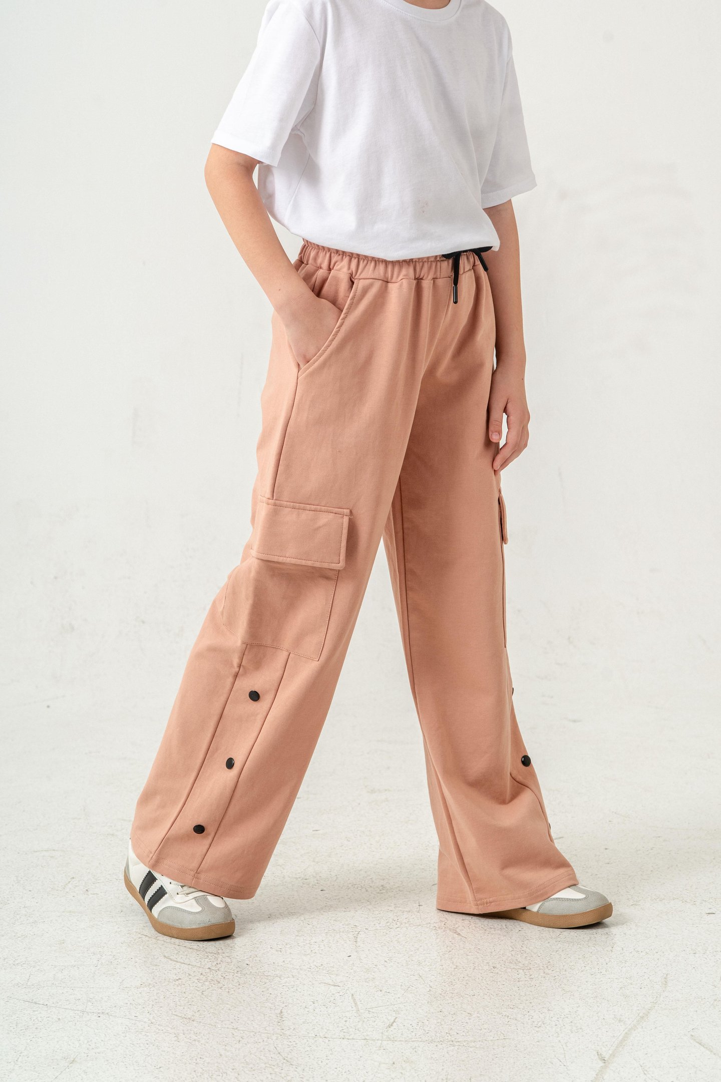 Kargo Cepli Paçalar Rivetli Cep Kapagı Inspiration Baskılı Kız Çocuk Eşofman Altı