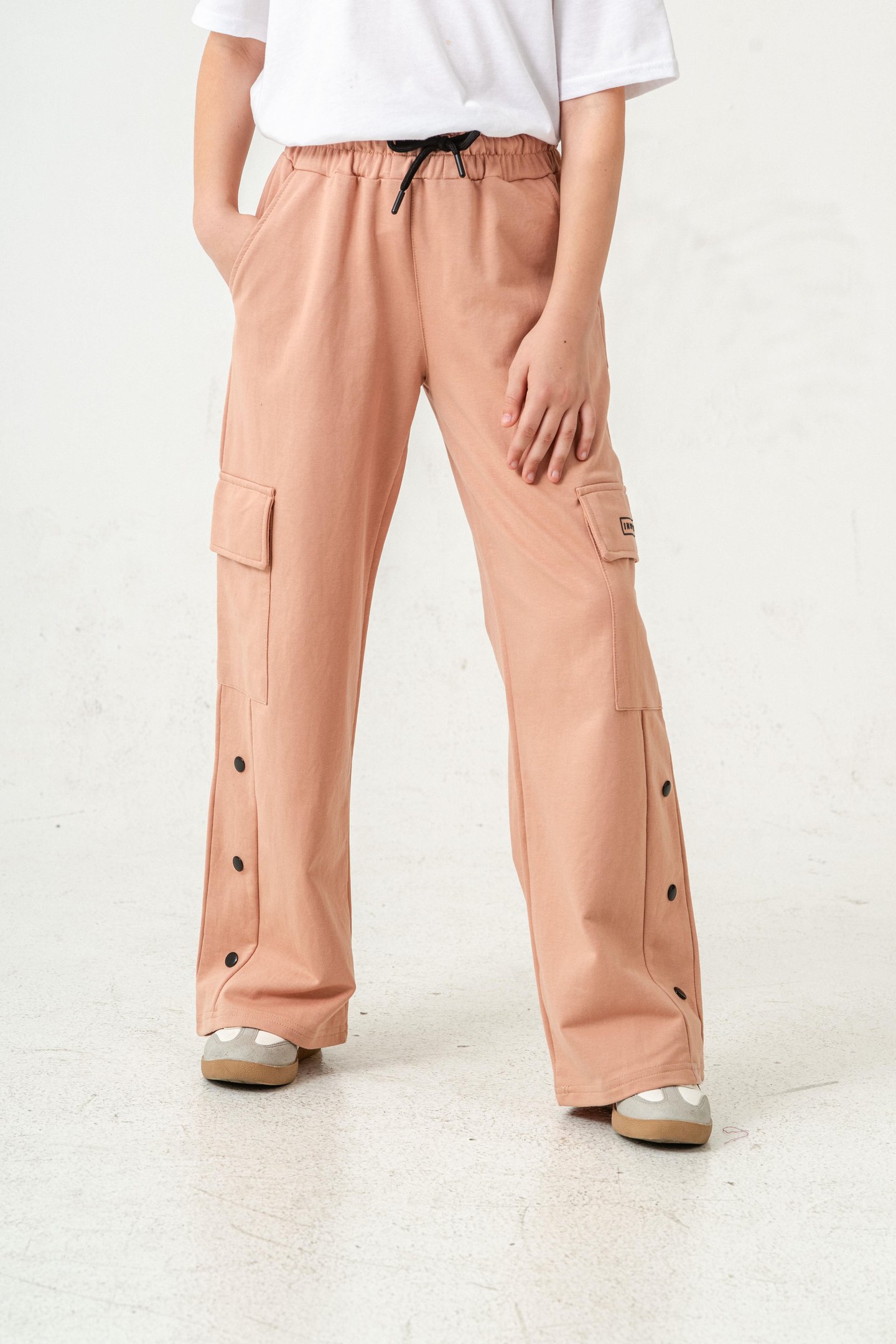 Kargo Cepli Paçalar Rivetli Cep Kapagı Inspiration Baskılı Kız Çocuk Eşofman Altı