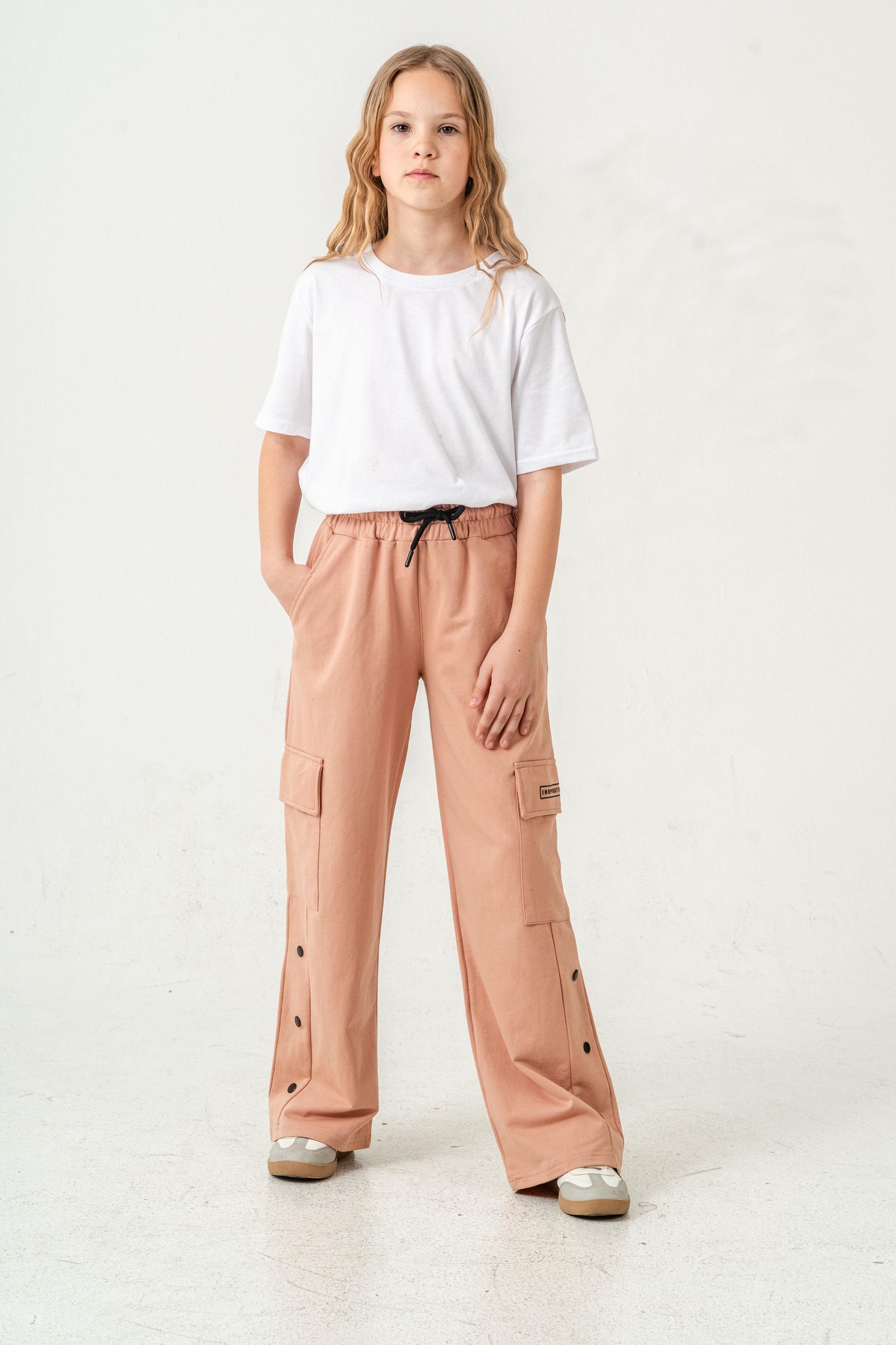 Kargo Cepli Paçalar Rivetli Cep Kapagı Inspiration Baskılı Kız Çocuk Eşofman Altı