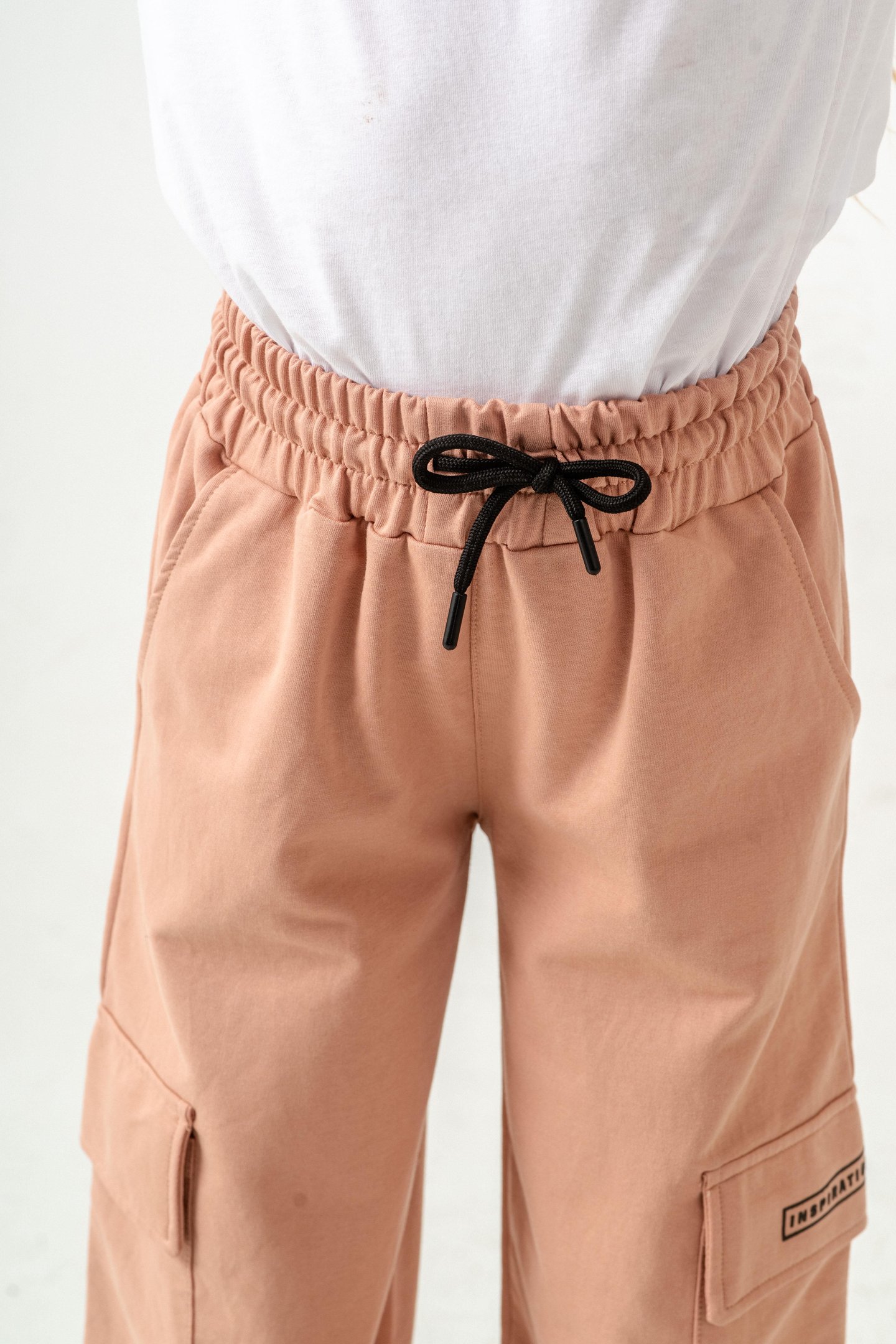 Kargo Cepli Paçalar Rivetli Cep Kapagı Inspiration Baskılı Kız Çocuk Eşofman Altı