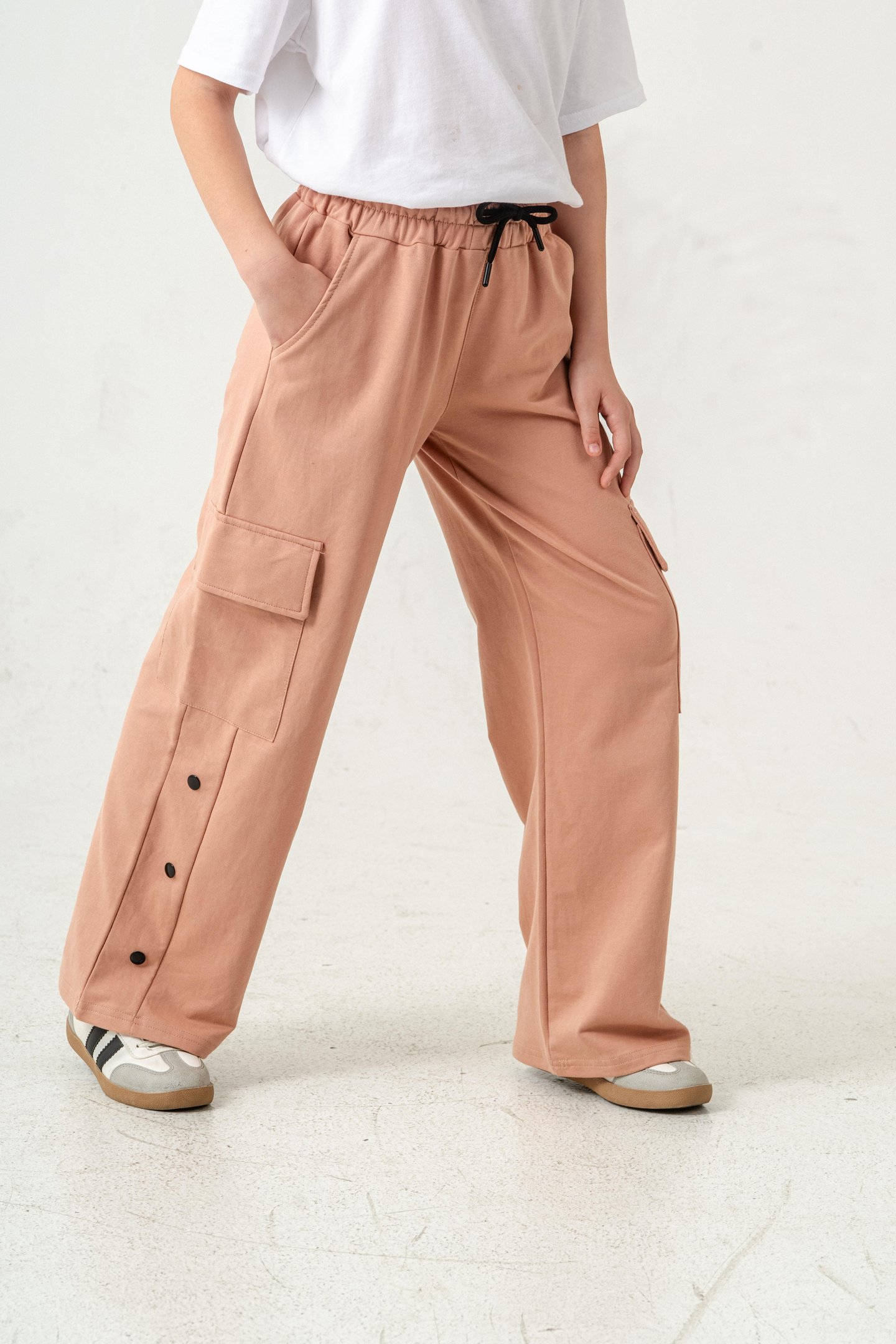 Kargo Cepli Paçalar Rivetli Cep Kapagı Inspiration Baskılı Kız Çocuk Eşofman Altı