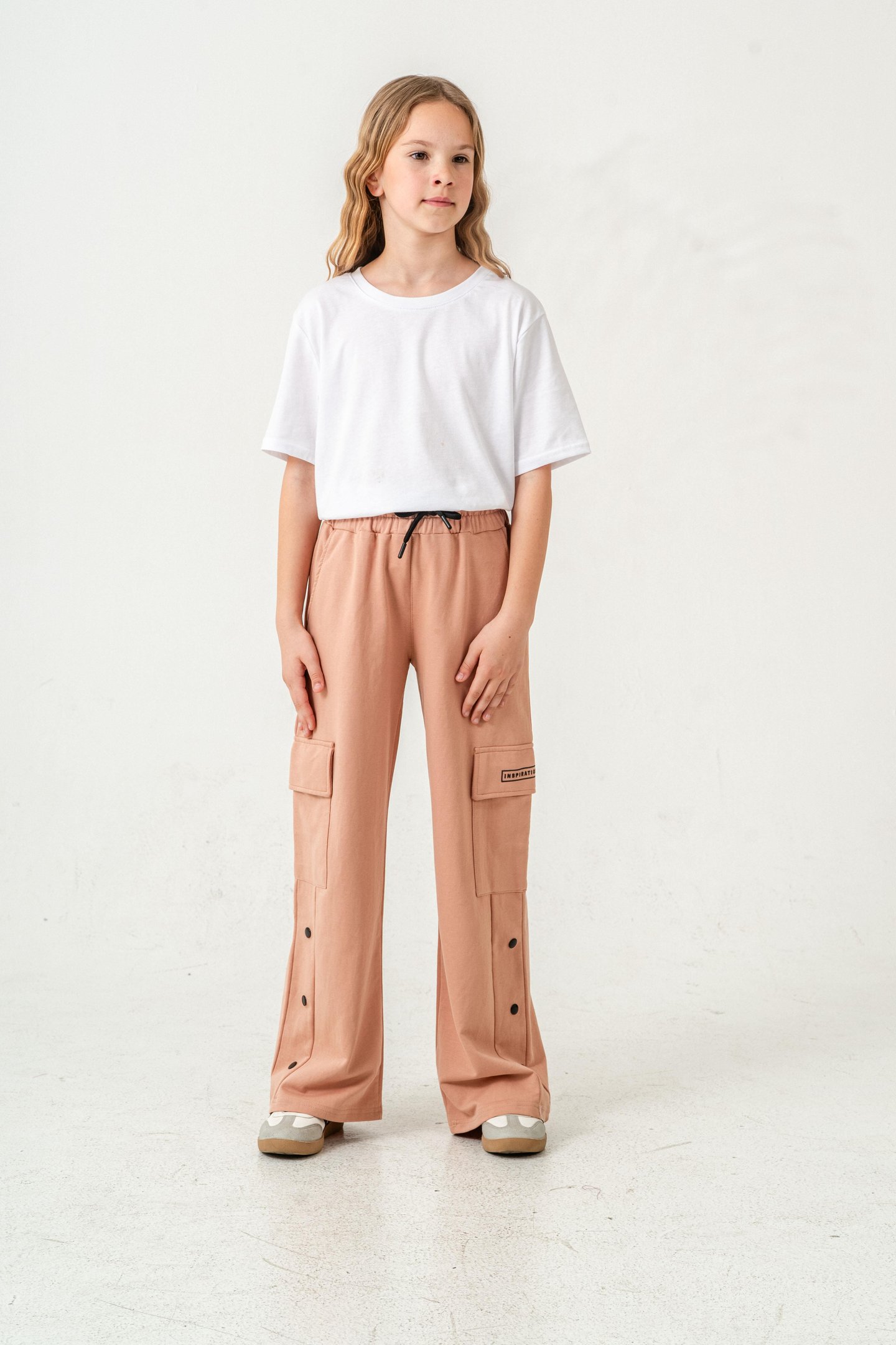 Kargo Cepli Paçalar Rivetli Cep Kapagı Inspiration Baskılı Kız Çocuk Eşofman Altı