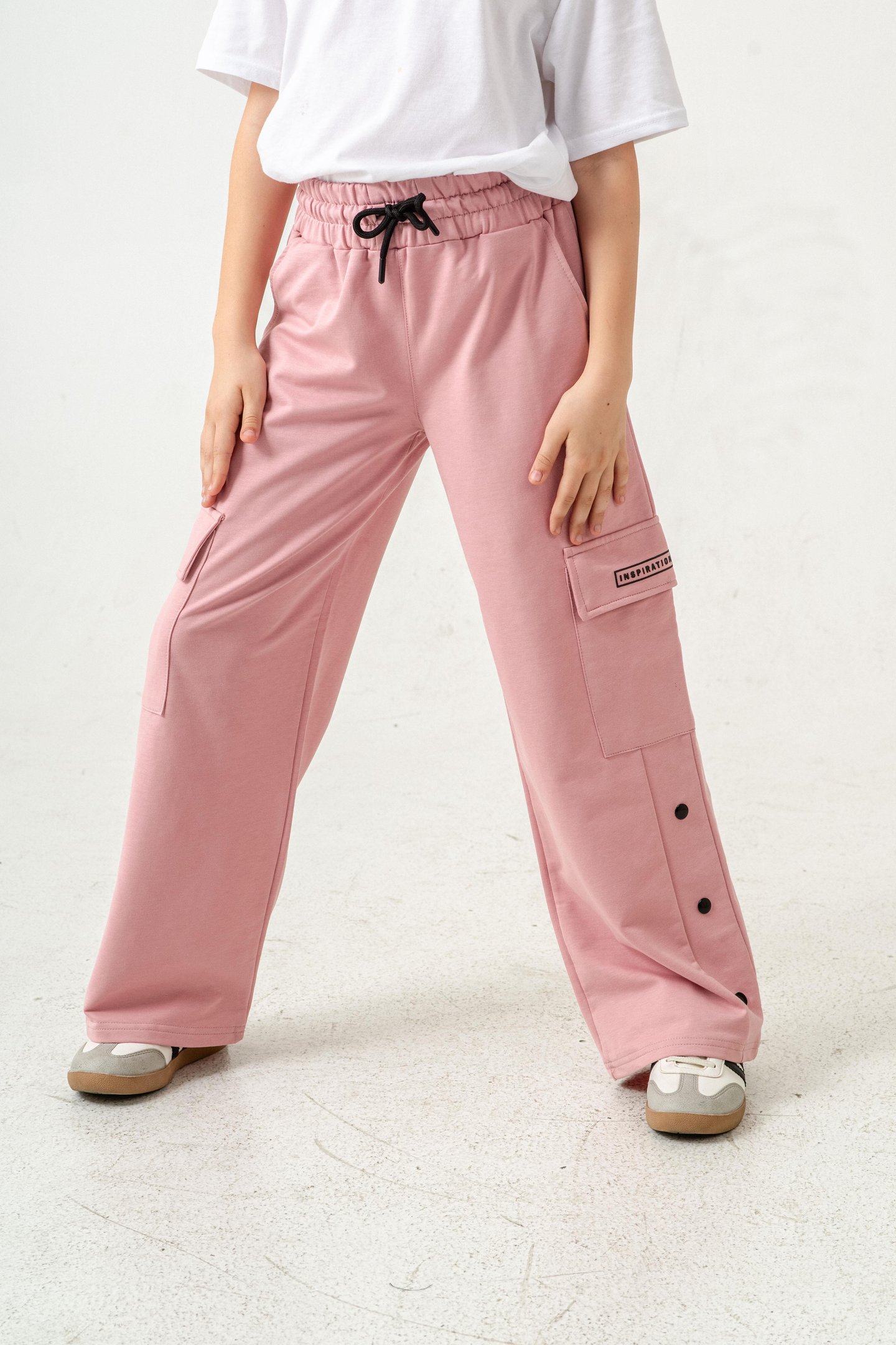 Kargo Cepli Paçalar Rivetli Cep Kapagı Inspiration Baskılı Kız Çocuk Eşofman Altı