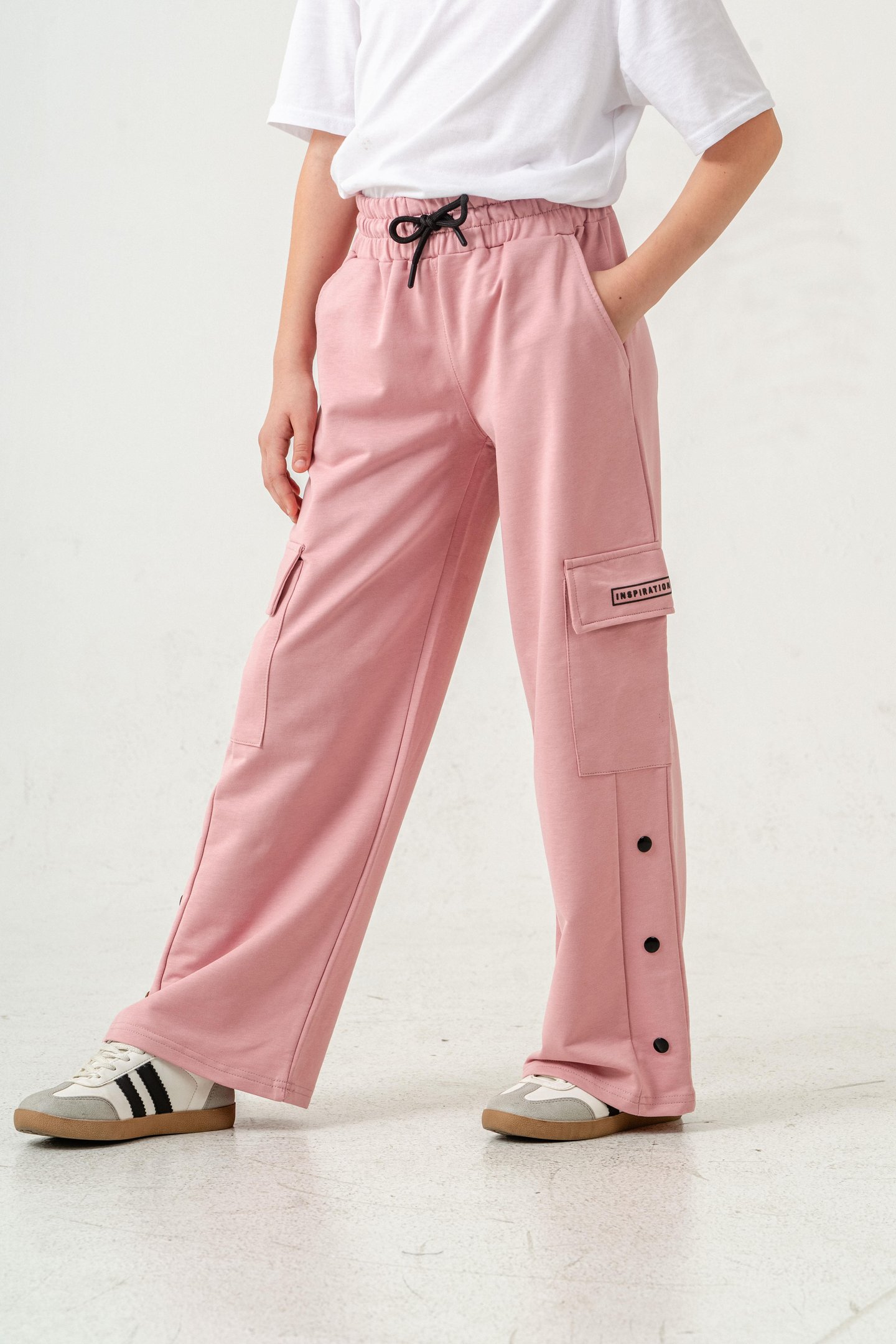 Kargo Cepli Paçalar Rivetli Cep Kapagı Inspiration Baskılı Kız Çocuk Eşofman Altı