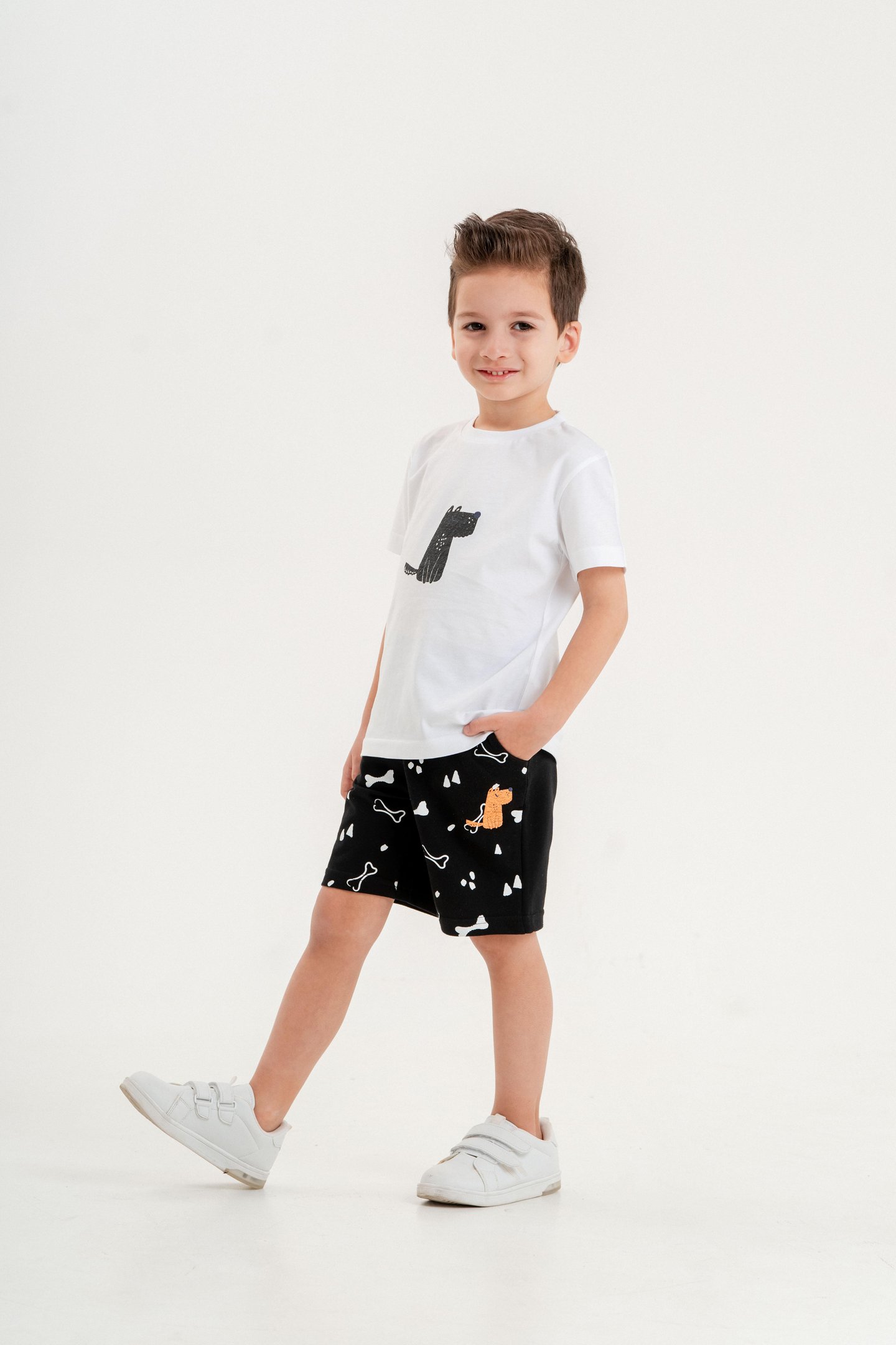 Köpek Baskılı Erkek Çocuk Şort - Tişört Takımı