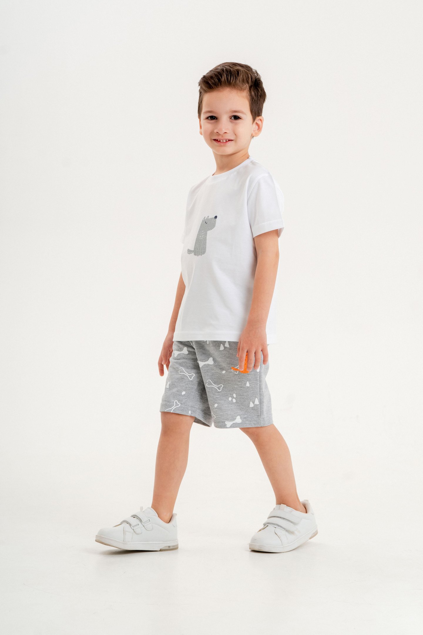 Köpek Baskılı Erkek Çocuk Şort - Tişört Takımı