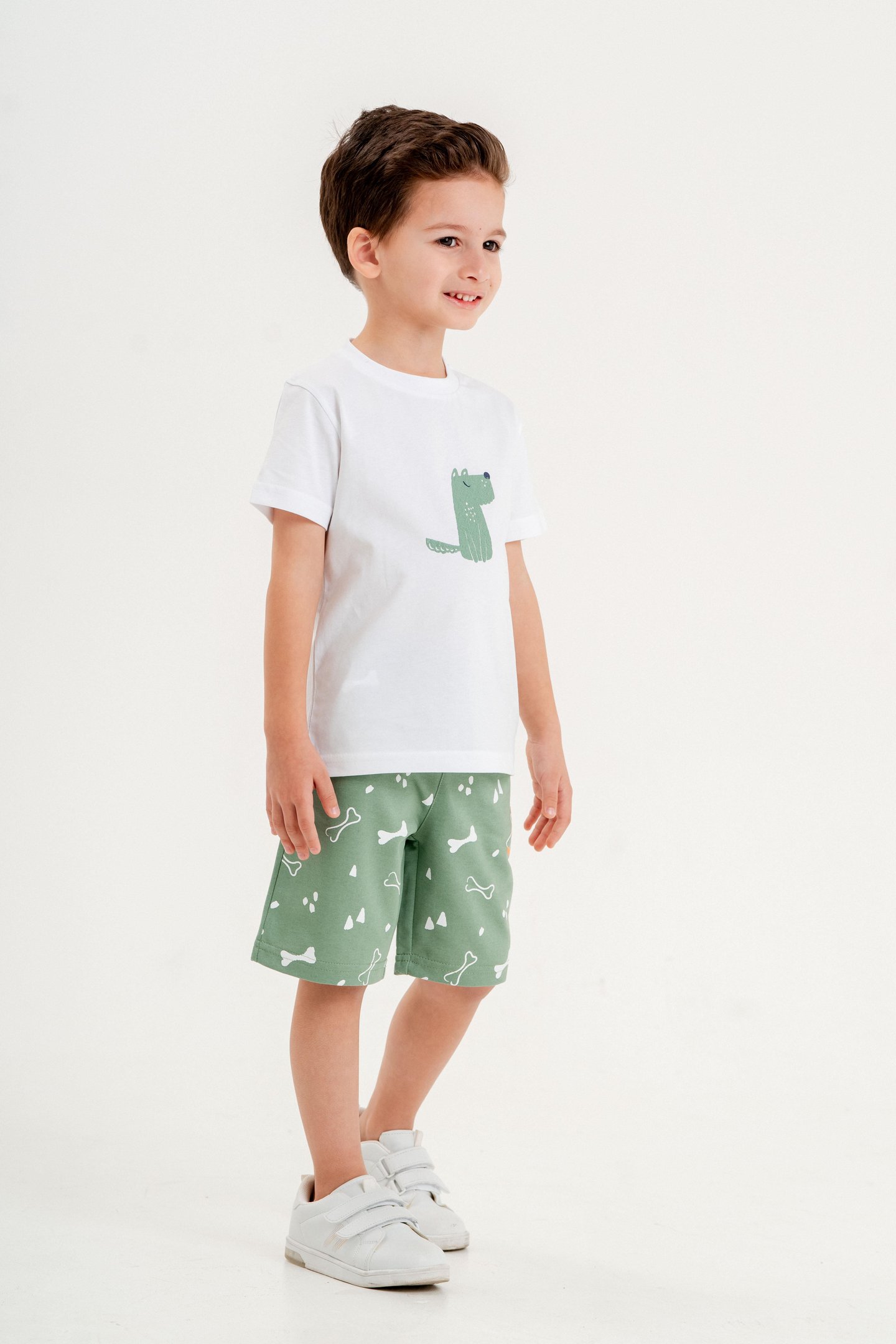 Köpek Baskılı Erkek Çocuk Şort - Tişört Takımı