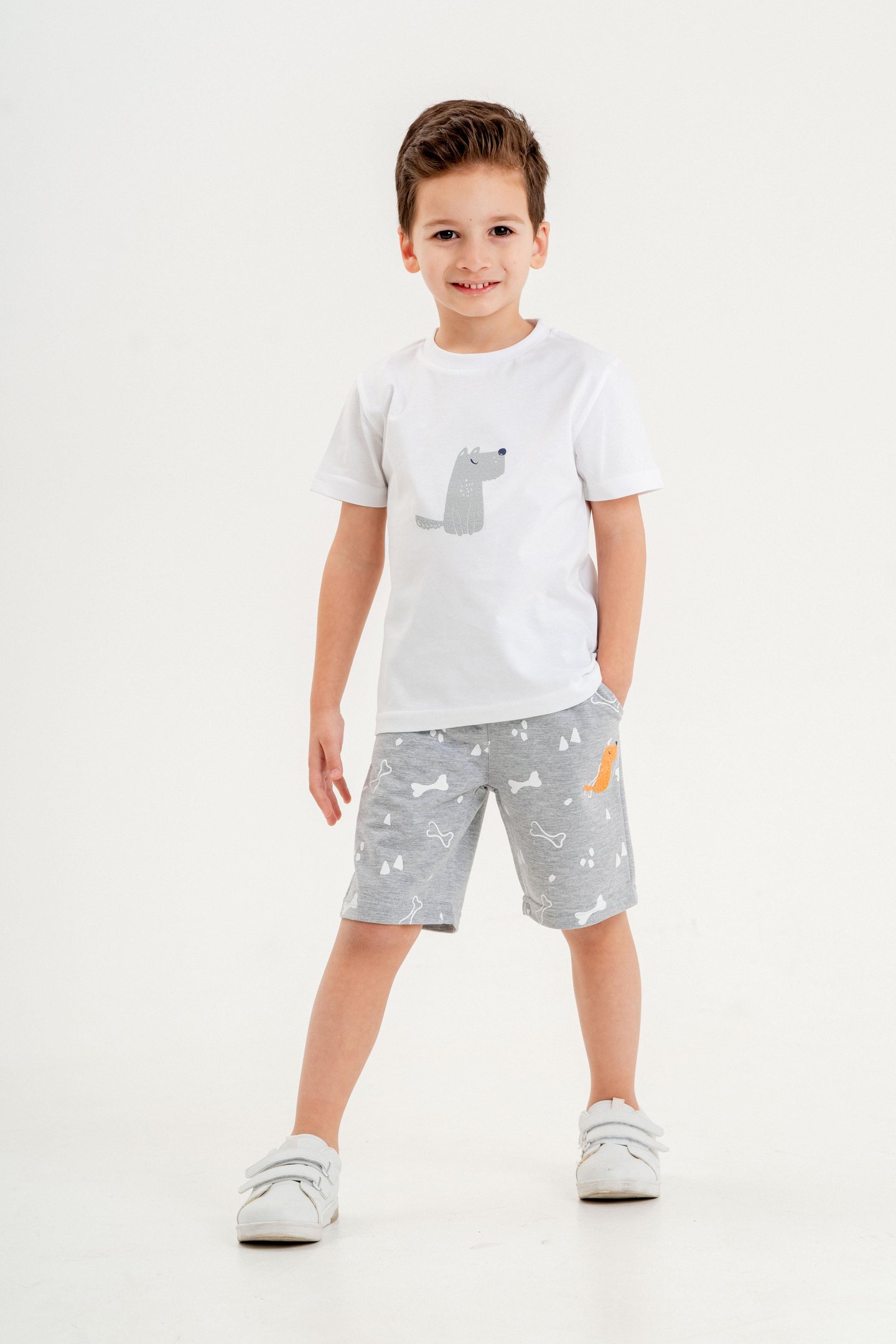 Köpek Baskılı Erkek Çocuk Şort - Tişört Takımı