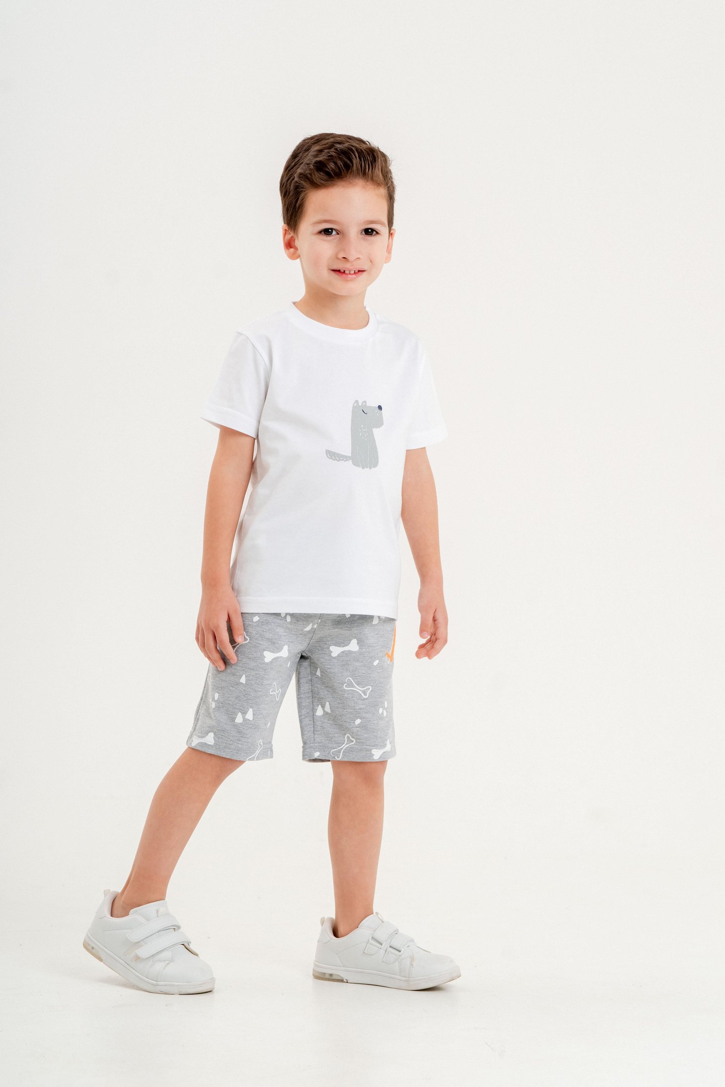 Köpek Baskılı Erkek Çocuk Şort - Tişört Takımı