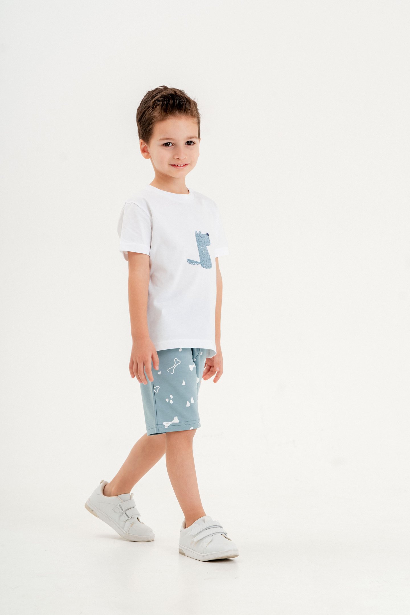 Köpek Baskılı Erkek Çocuk Şort - Tişört Takımı