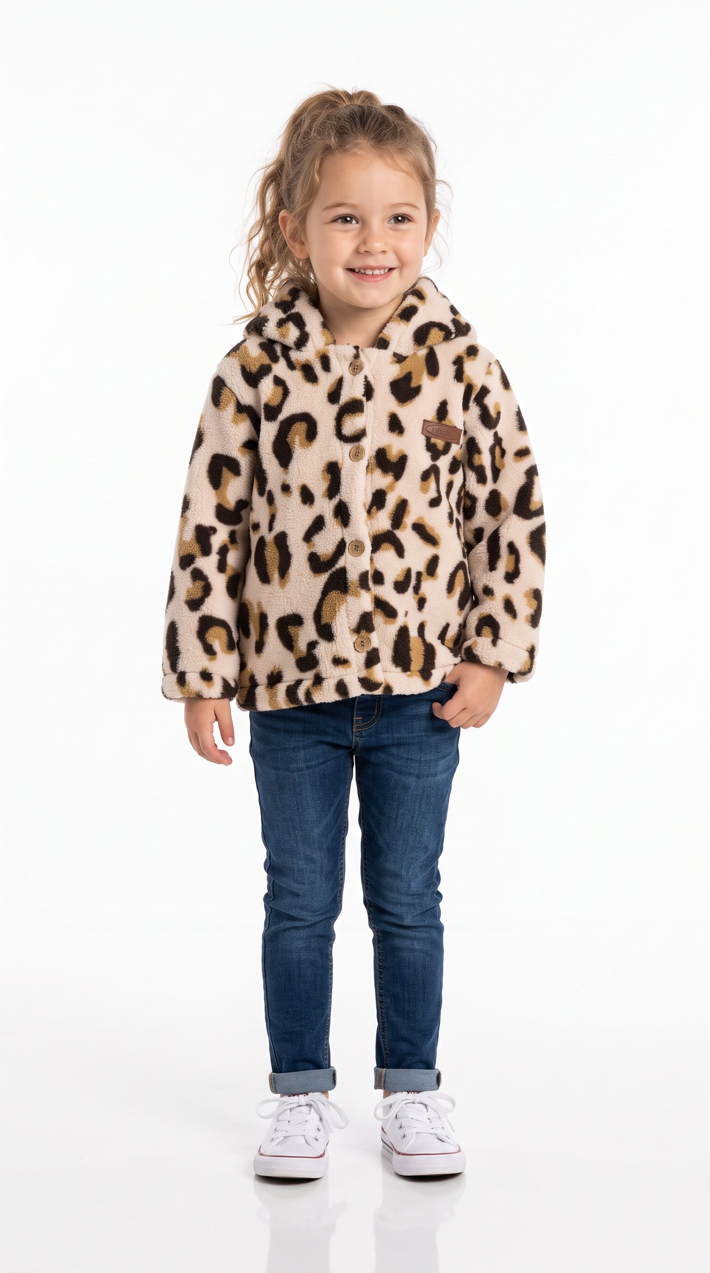 Leopar Desenli Kız Çocuk Ceket