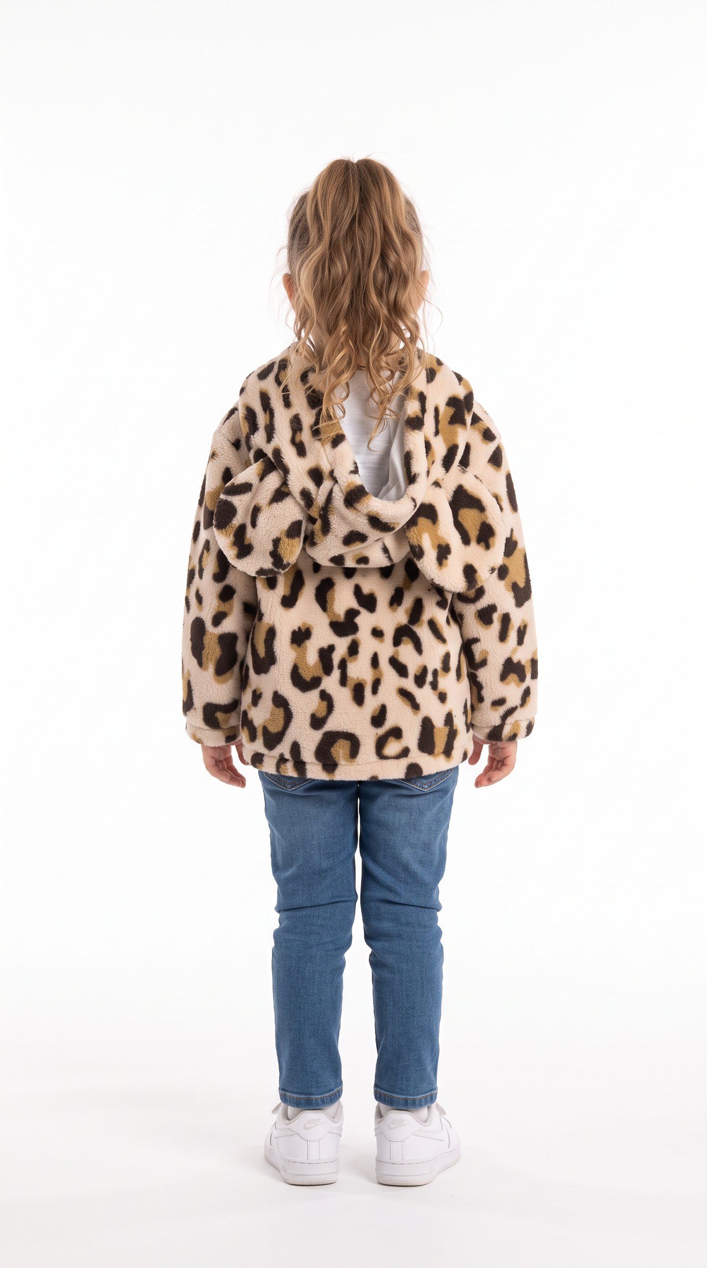 Leopar Desenli Kız Çocuk Ceket
