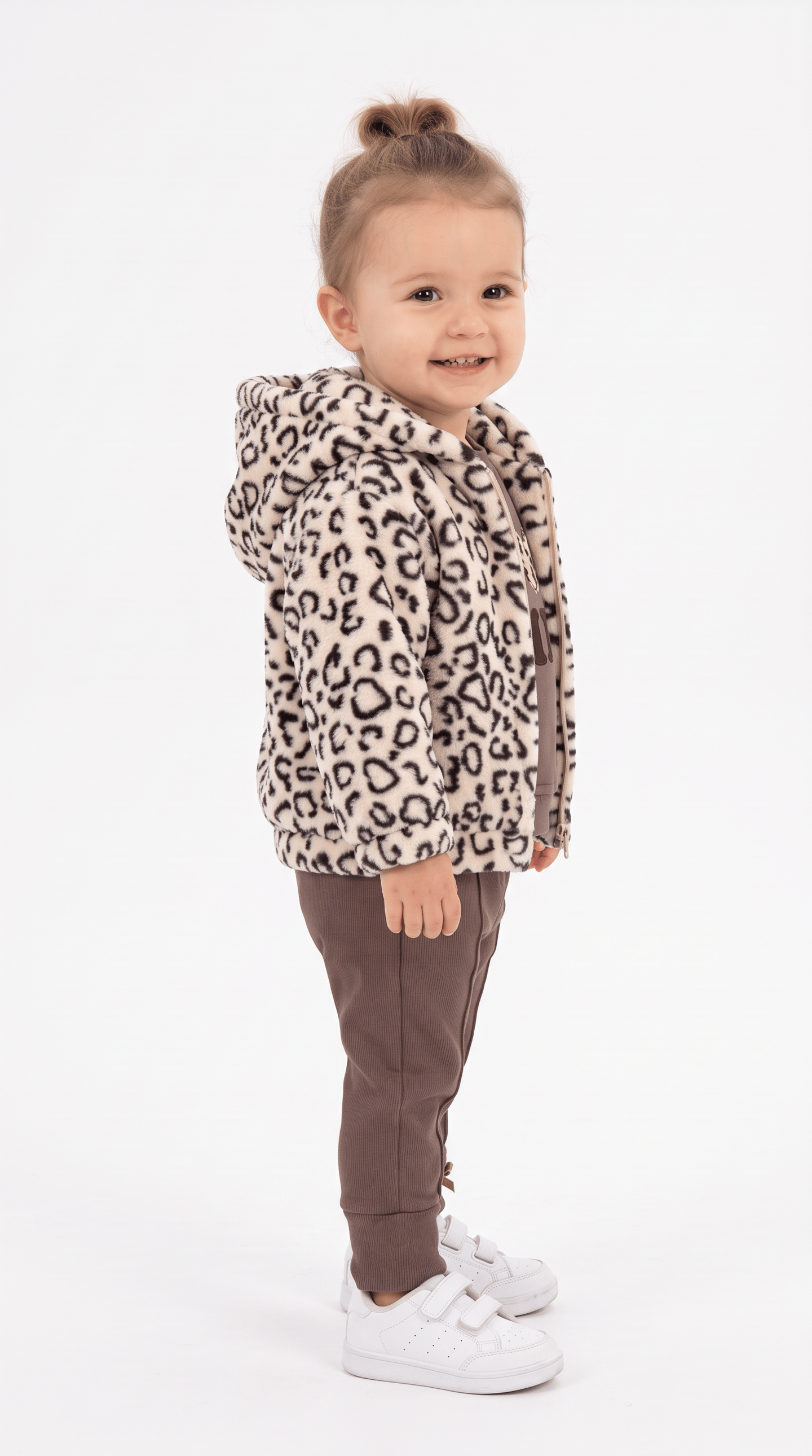 Leopar Desenli Üçlü Kız Bebek Takım