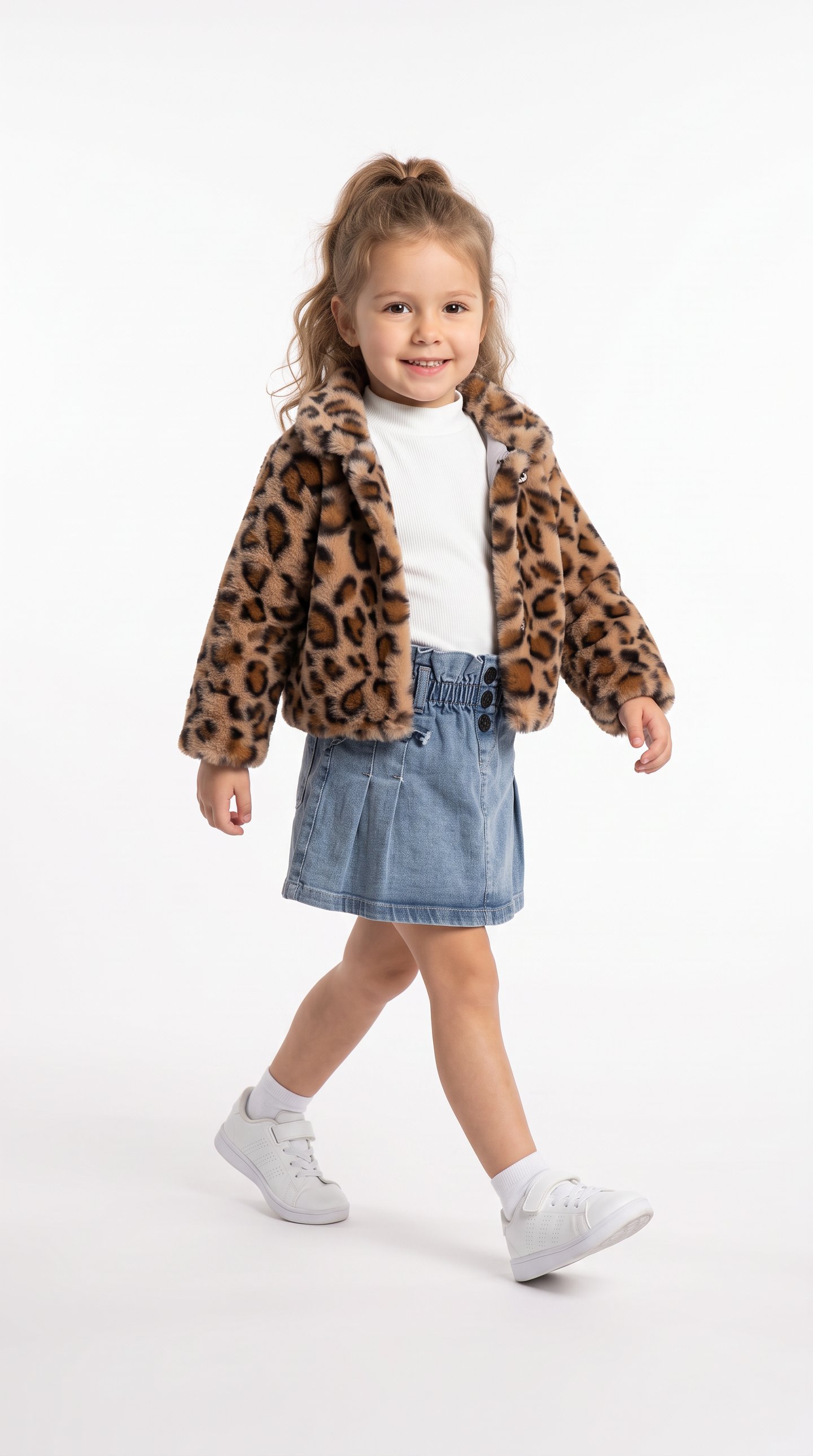 Leopar Desenli Üçlü Kız Çocuk Takım