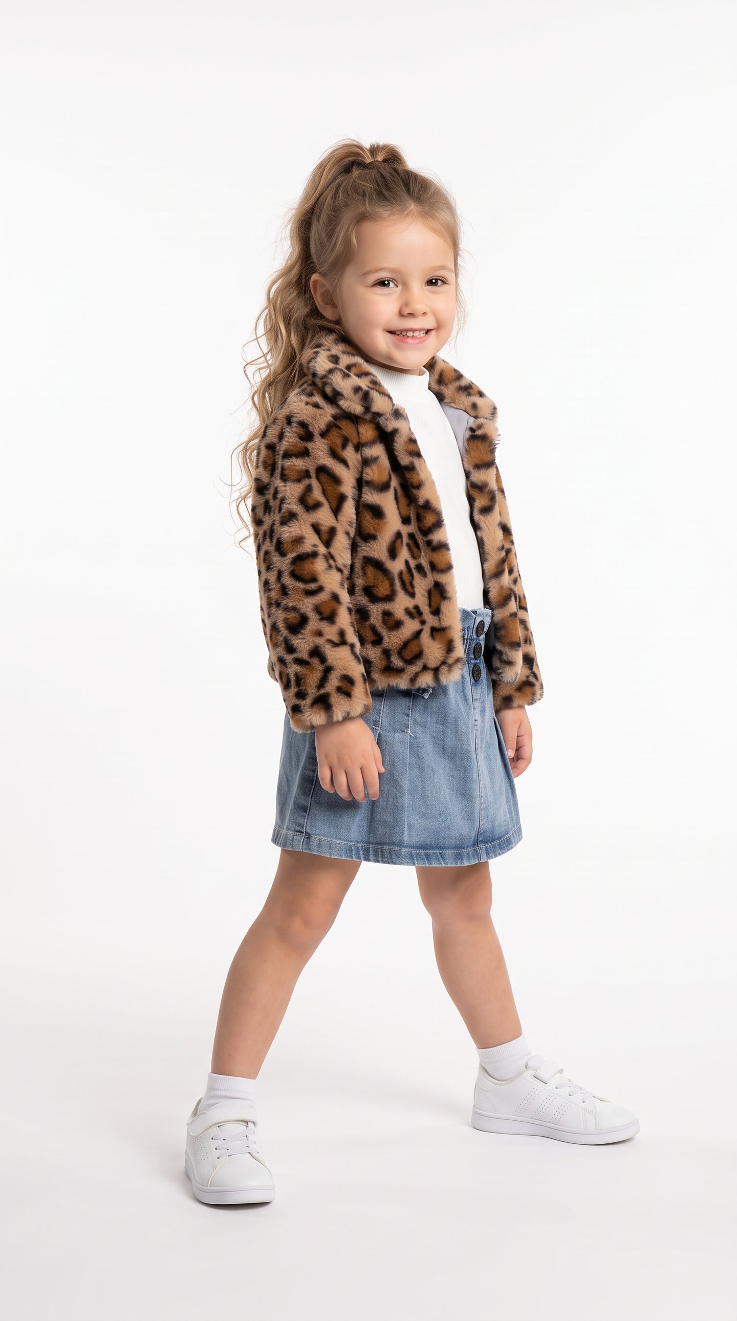 Leopar Desenli Üçlü Kız Çocuk Takım