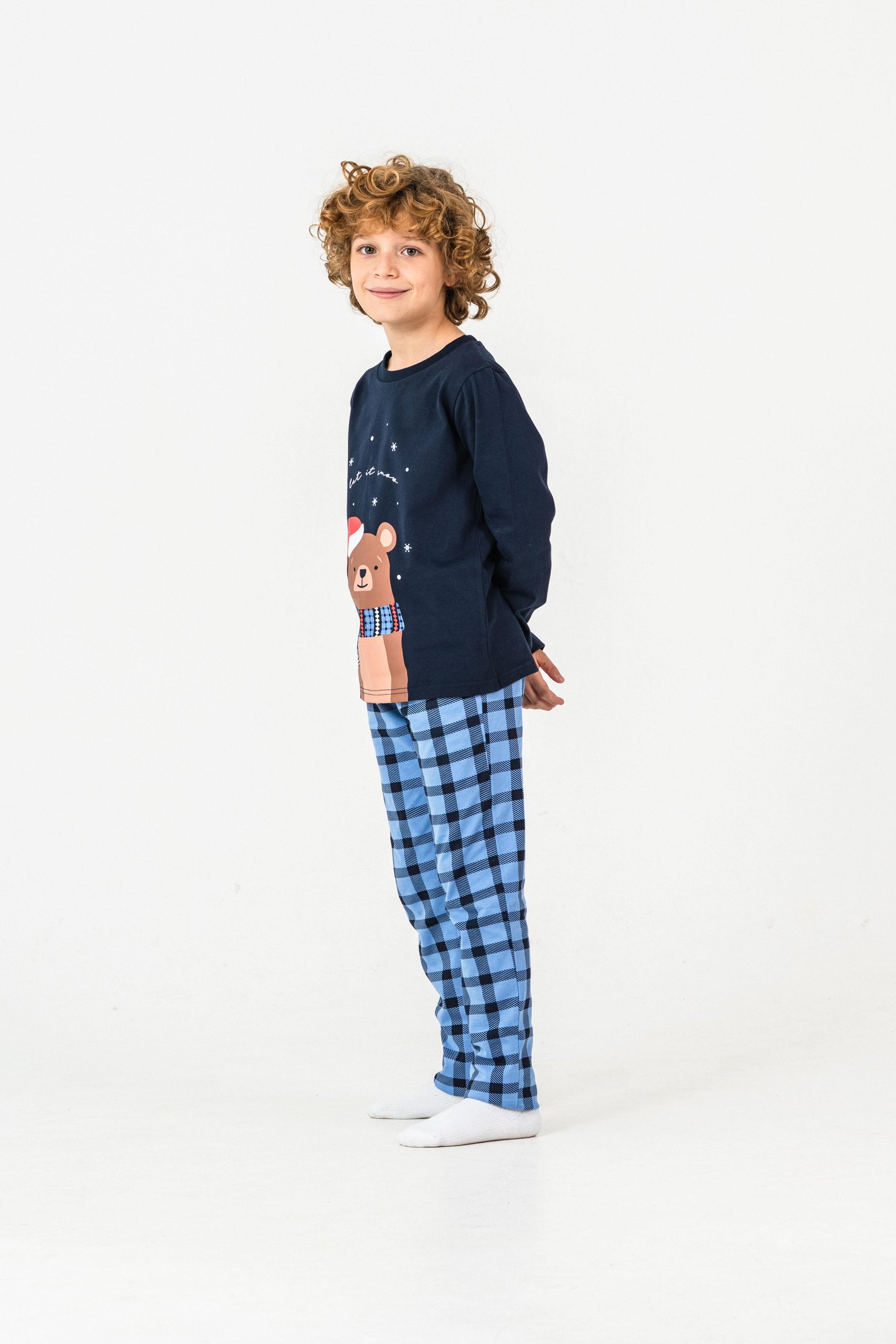 Let It Snow Ayıcık Baskılı Erkek Çocuk Pijama Takım
