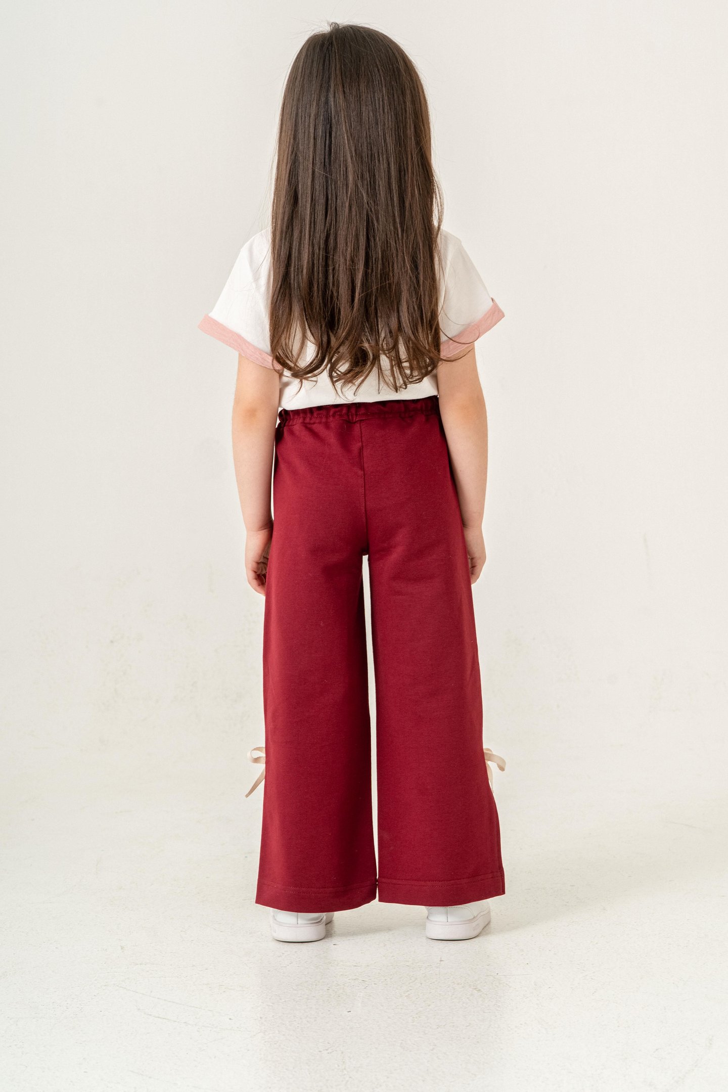 Live In The Moment Baskılı Paçalar Yırtmaçlı Fiyonklu Kız Çocuk Eşofman Altı