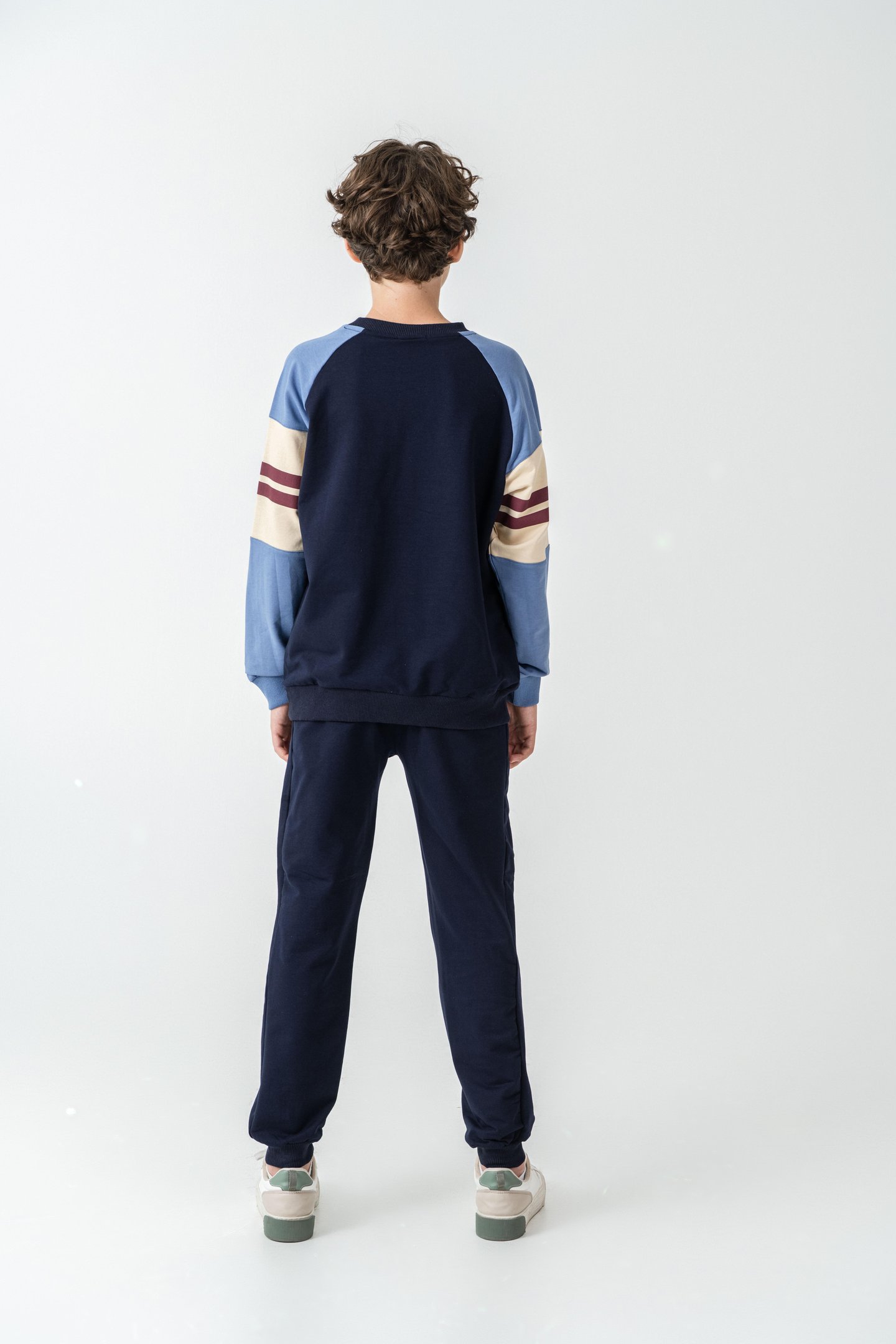 Long Beach Baskılı Üst Sweat Kollar Garnili  Erkek Çocuk Alt Üst Eşofman Takımı