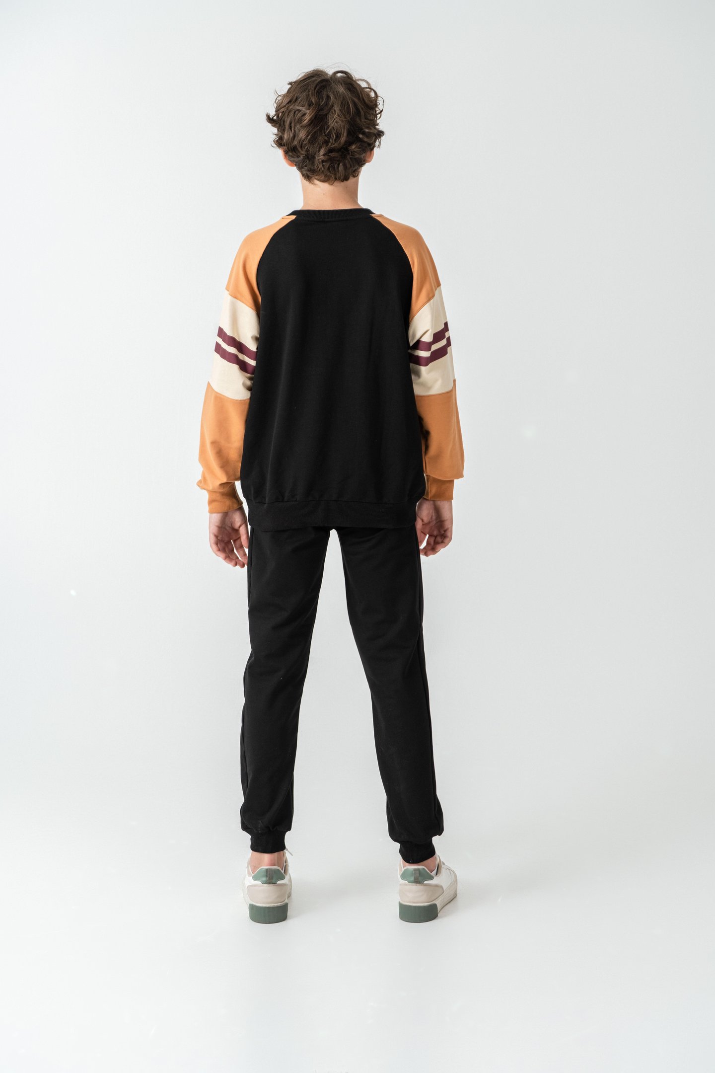 Long Beach Baskılı Üst Sweat Kollar Garnili  Erkek Çocuk Alt Üst Eşofman Takımı