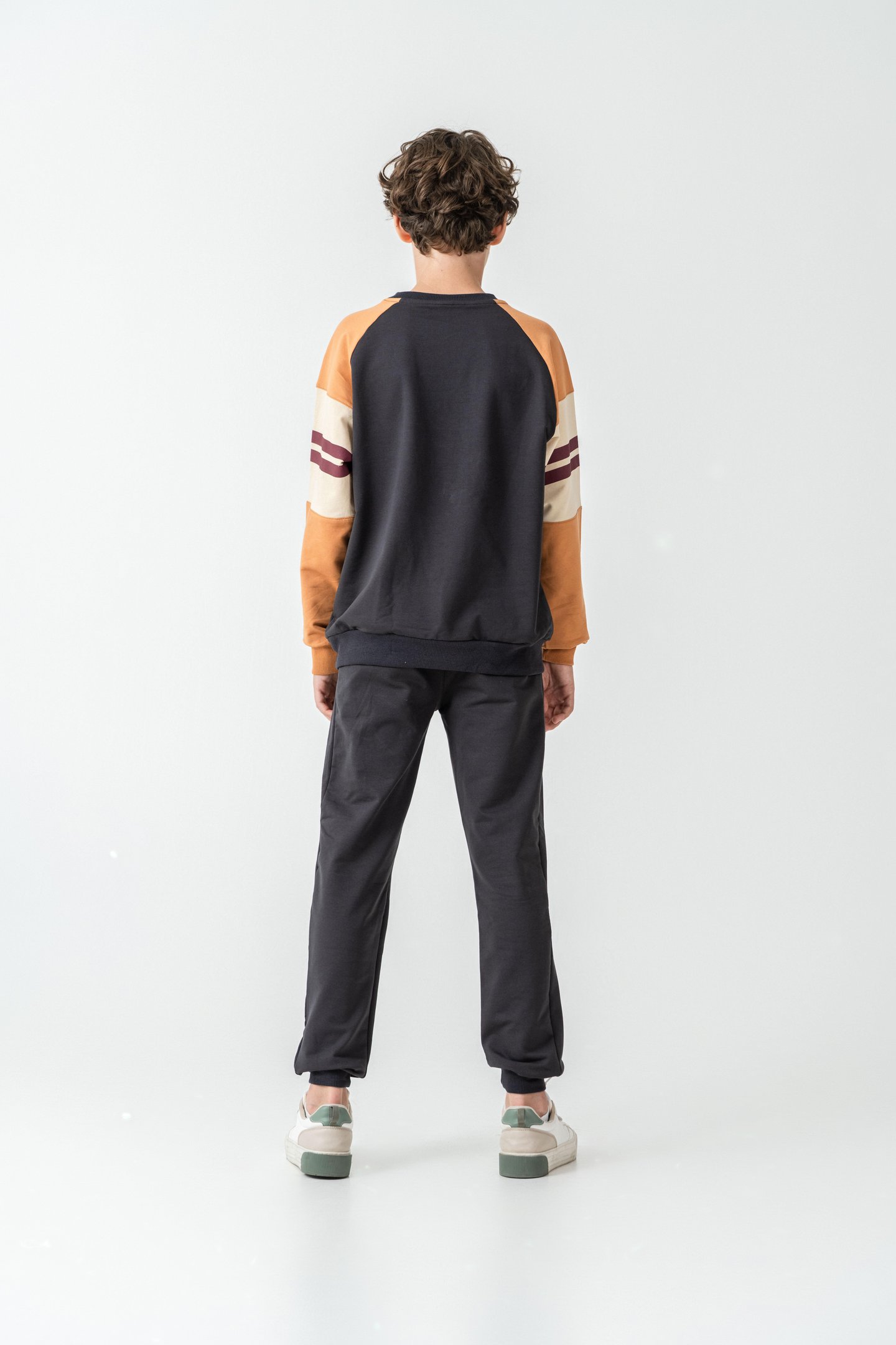 Long Beach Baskılı Üst Sweat Kollar Garnili  Erkek Çocuk Alt Üst Eşofman Takımı