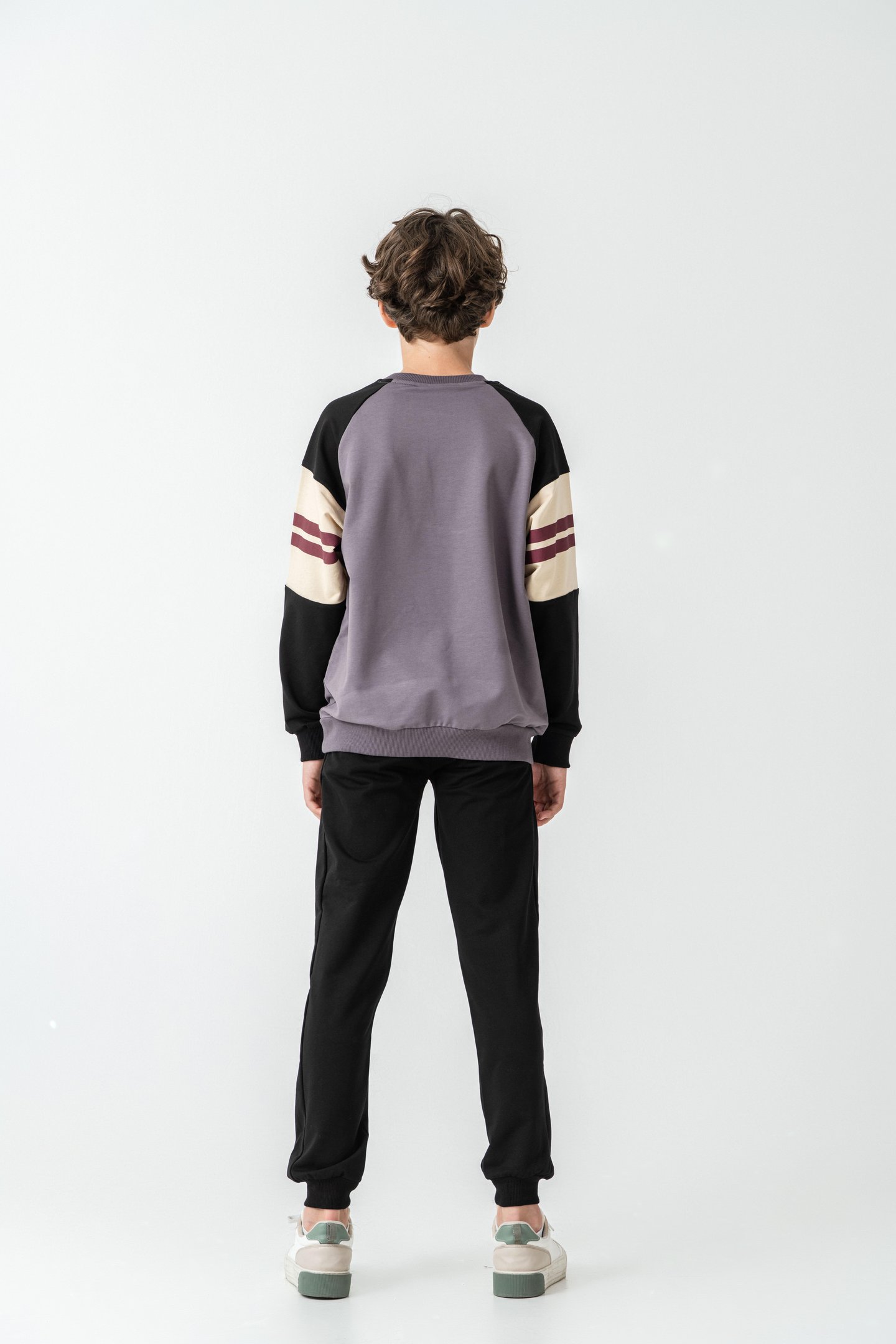 Long Beach Baskılı Üst Sweat Kollar Garnili  Erkek Çocuk Alt Üst Eşofman Takımı