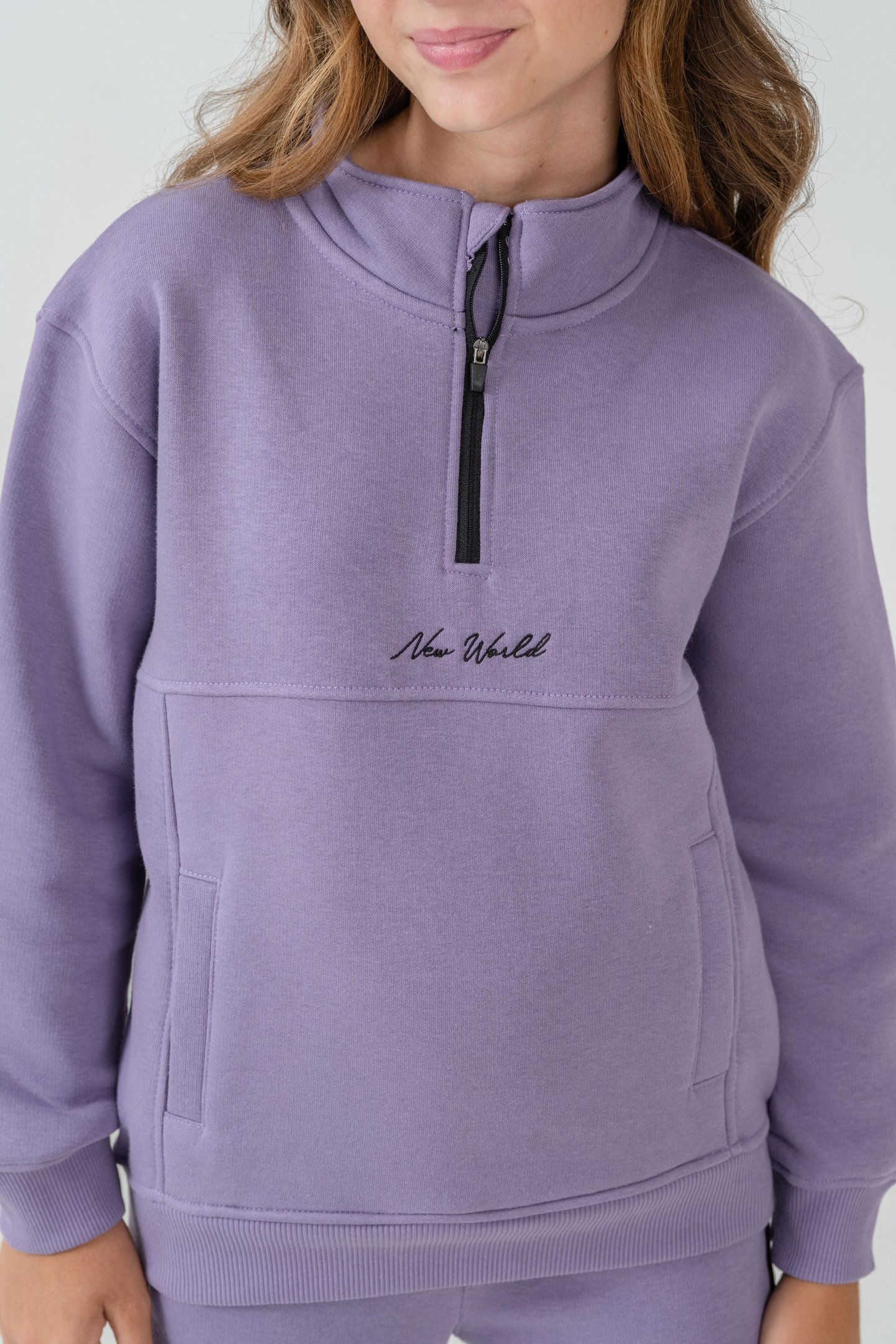 New World Nakışlı Polar Kız Çocuk Alt Üst Eşofman Takımı