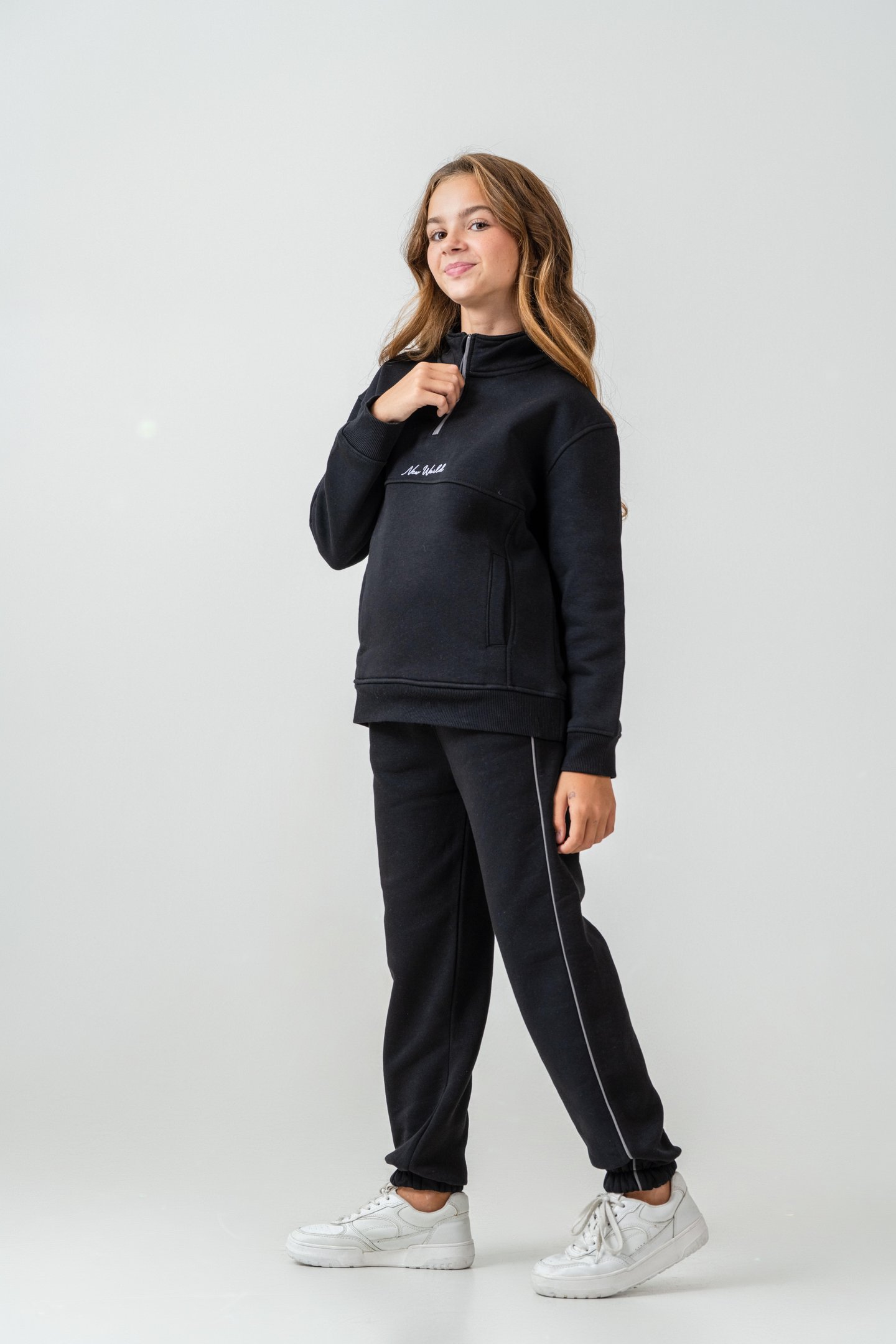 New World Nakışlı Polar Kız Çocuk Alt Üst Eşofman Takımı