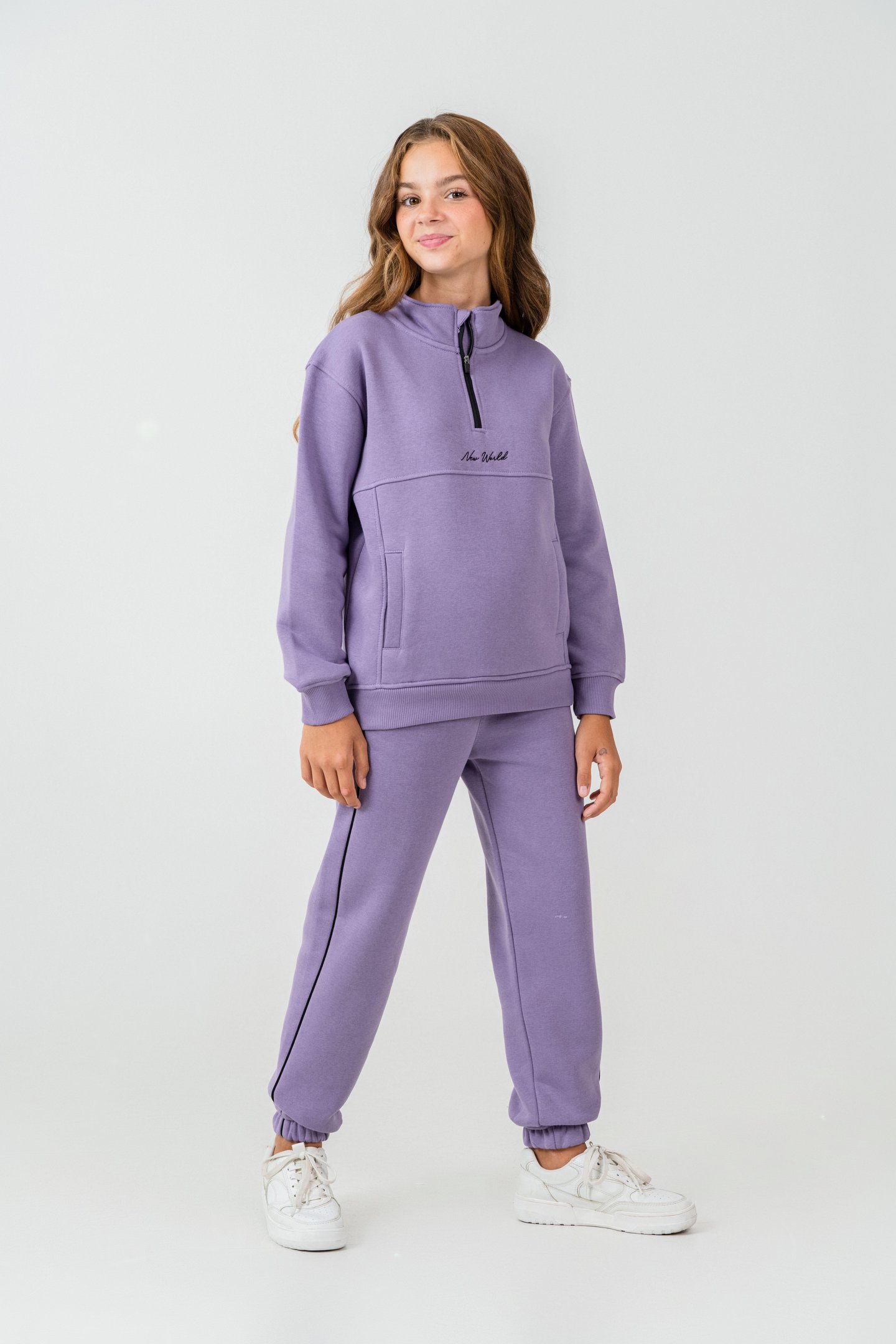 New World Nakışlı Polar Kız Çocuk Alt Üst Eşofman Takımı