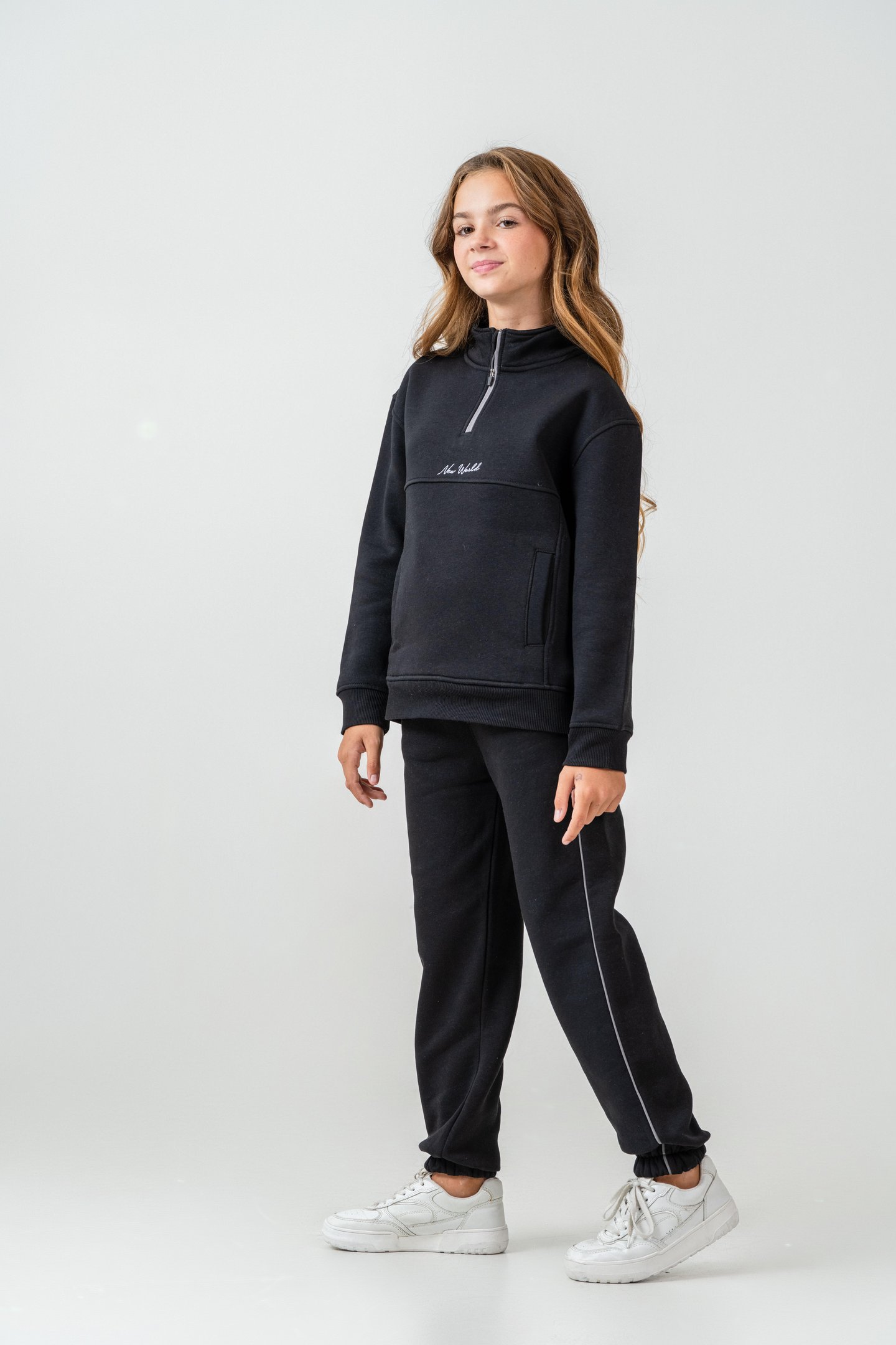 New World Nakışlı Polar Kız Çocuk Alt Üst Eşofman Takımı